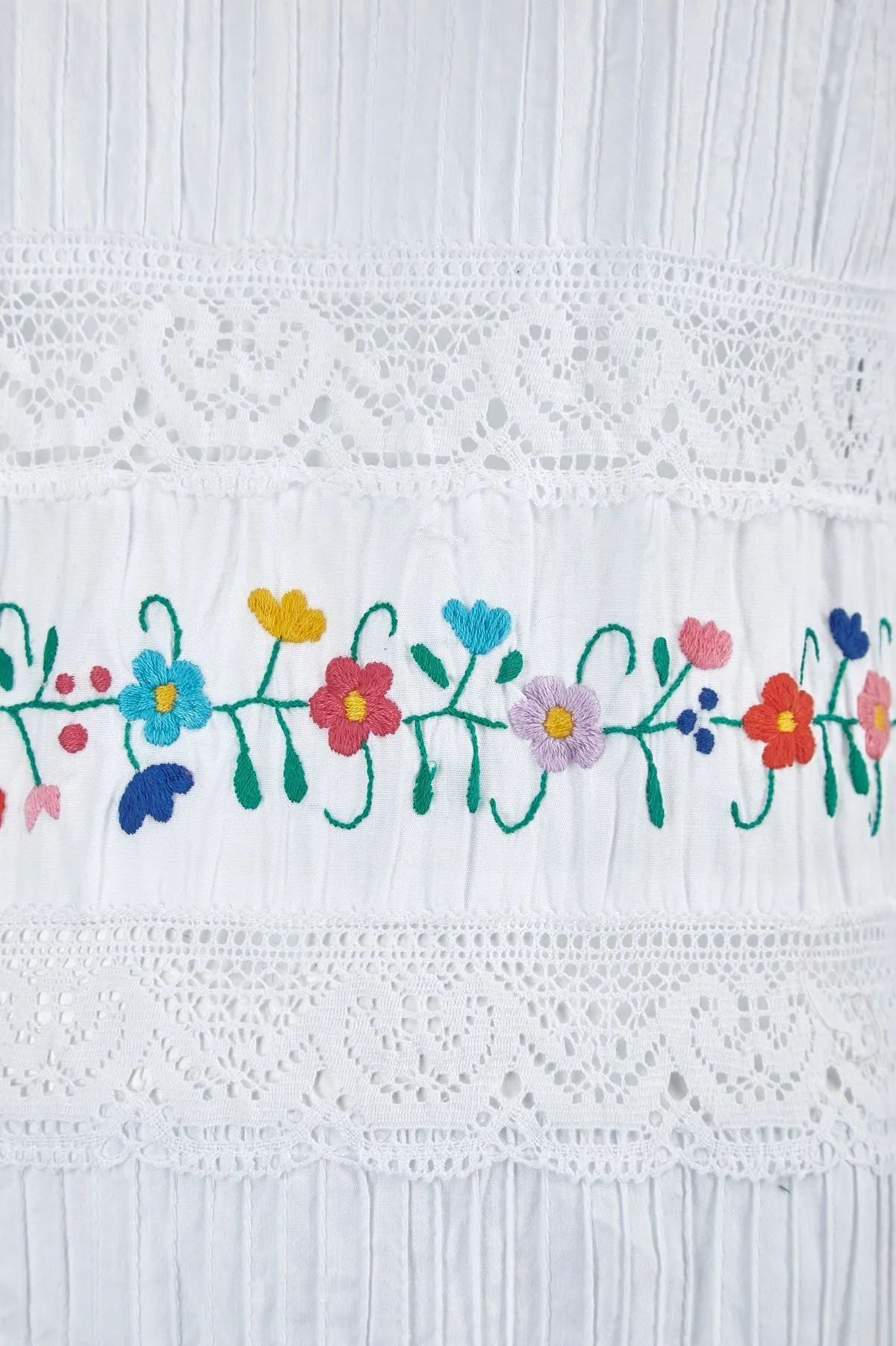 1970s Yolanda Floral Embroidered Mexican Wedding Dress