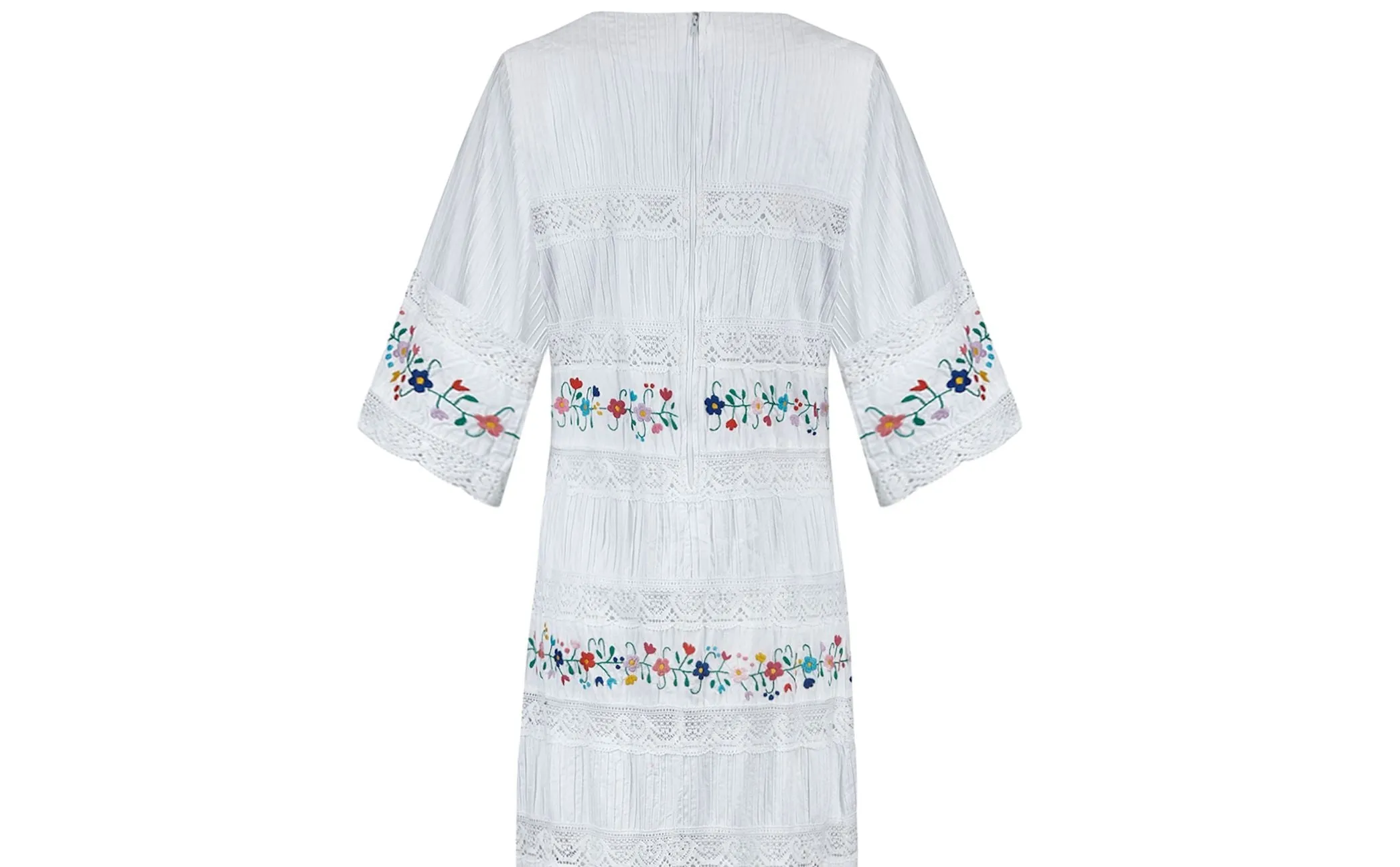 1970s Yolanda Floral Embroidered Mexican Wedding Dress
