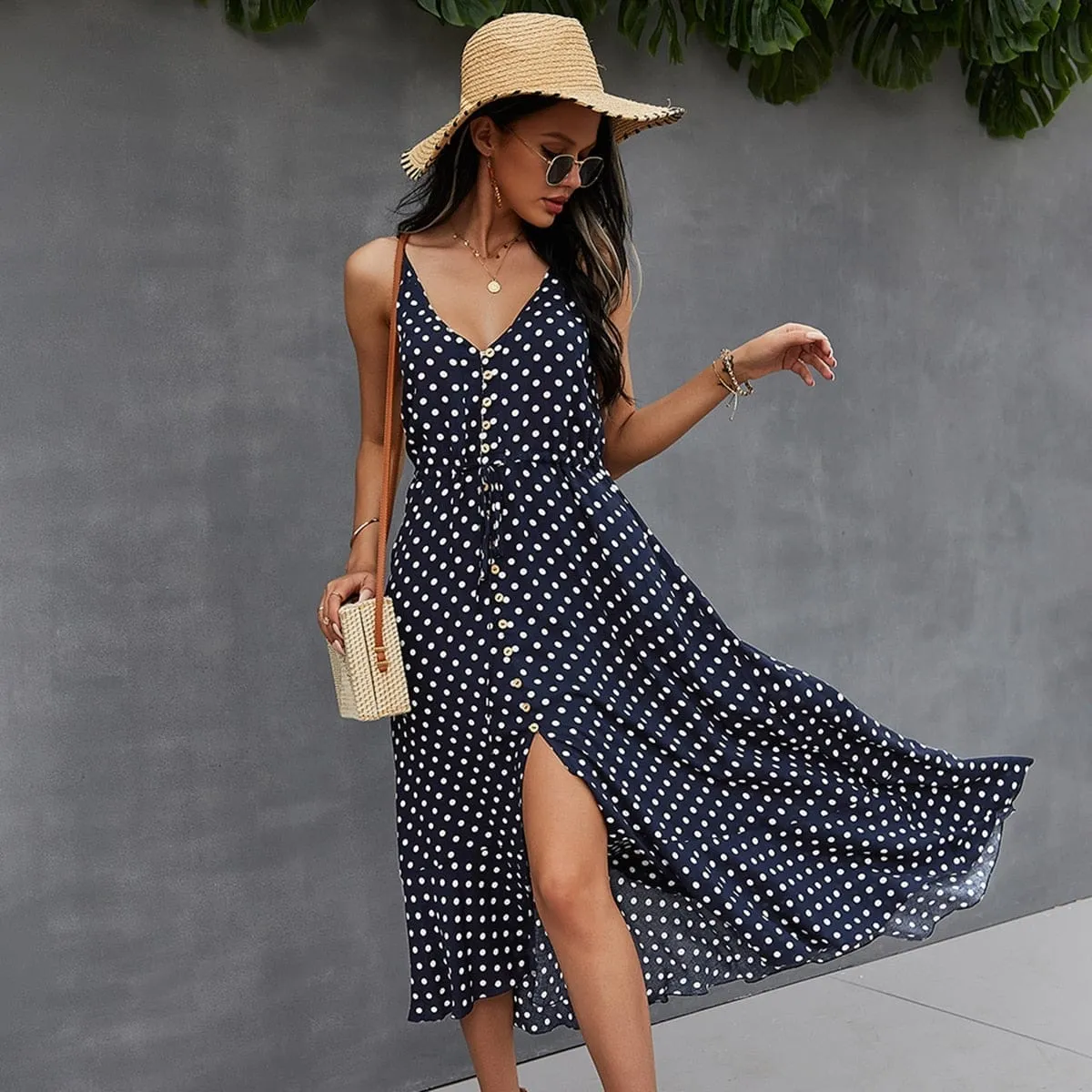 2022 Summer Women Midi Sundress Boho Beach Sexy Dress