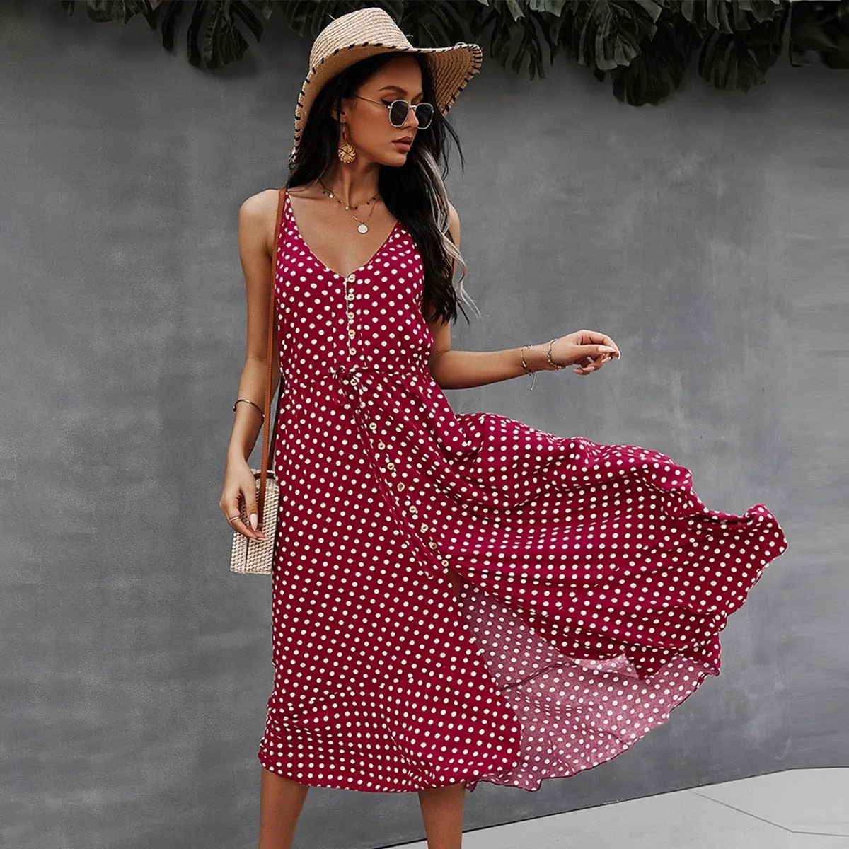 2022 Summer Women Midi Sundress Boho Beach Sexy Dress