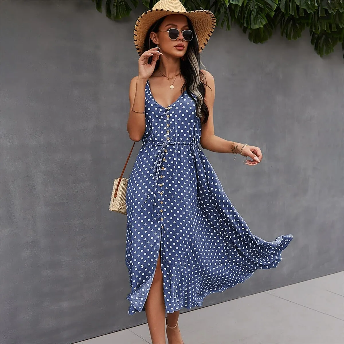 2022 Summer Women Midi Sundress Boho Beach Sexy Dress