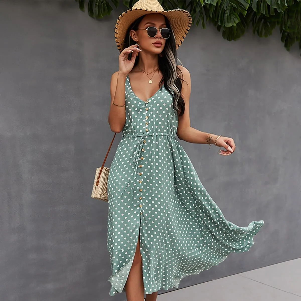2022 Summer Women Midi Sundress Boho Beach Sexy Dress