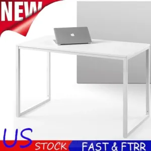 47" White Frame Laptop Computer Desk Office Table PC Laptop Study Writing Desk