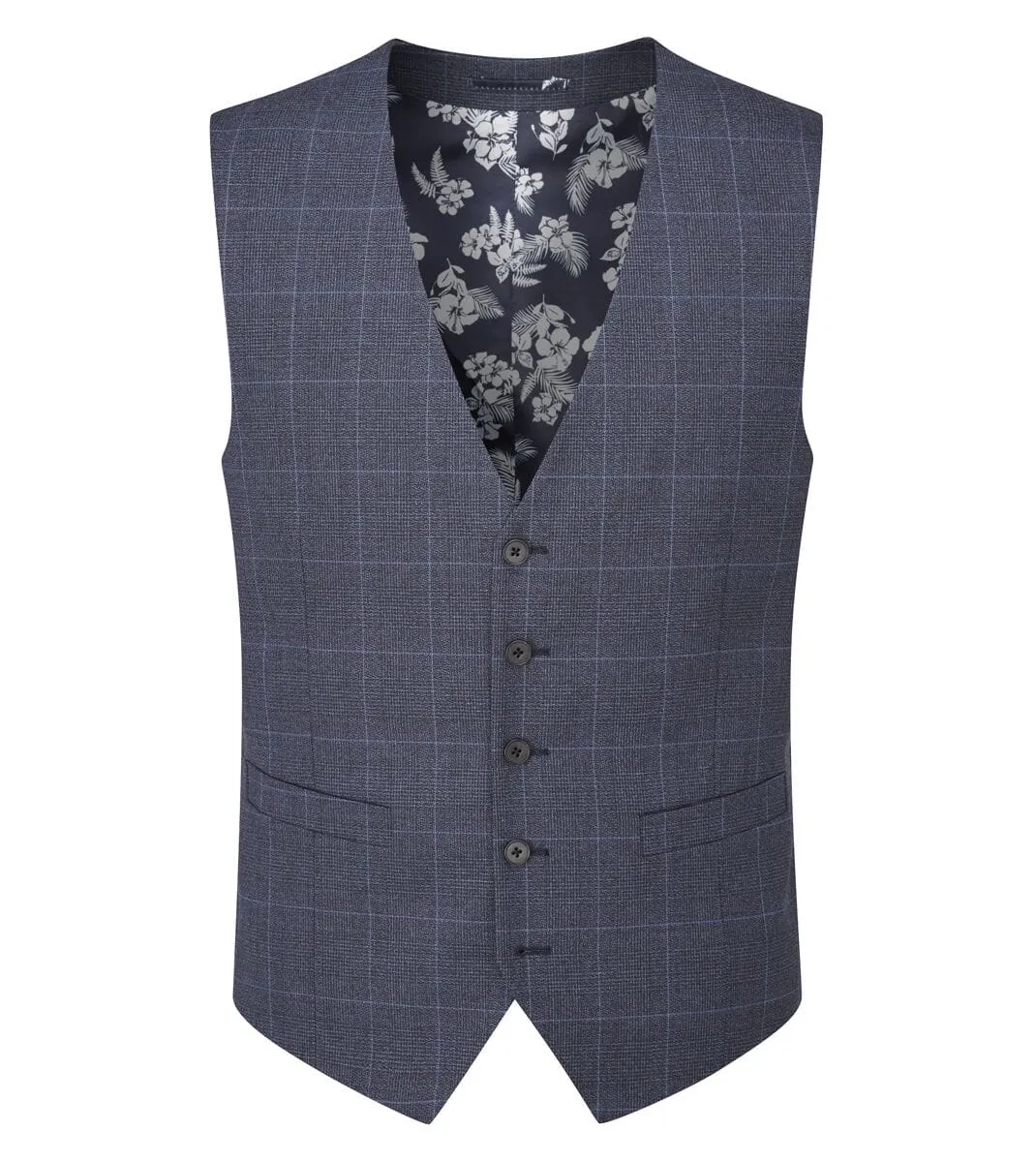 Anello Blue Prince Of Wales Check Waistcoat