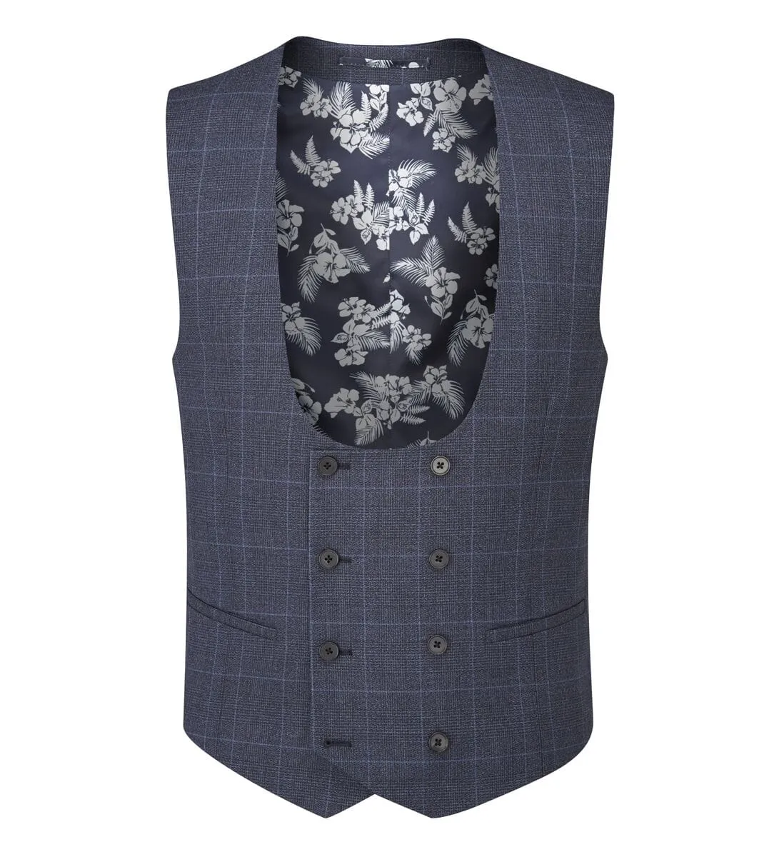 Anello Blue Prince Of Wales Check Waistcoat