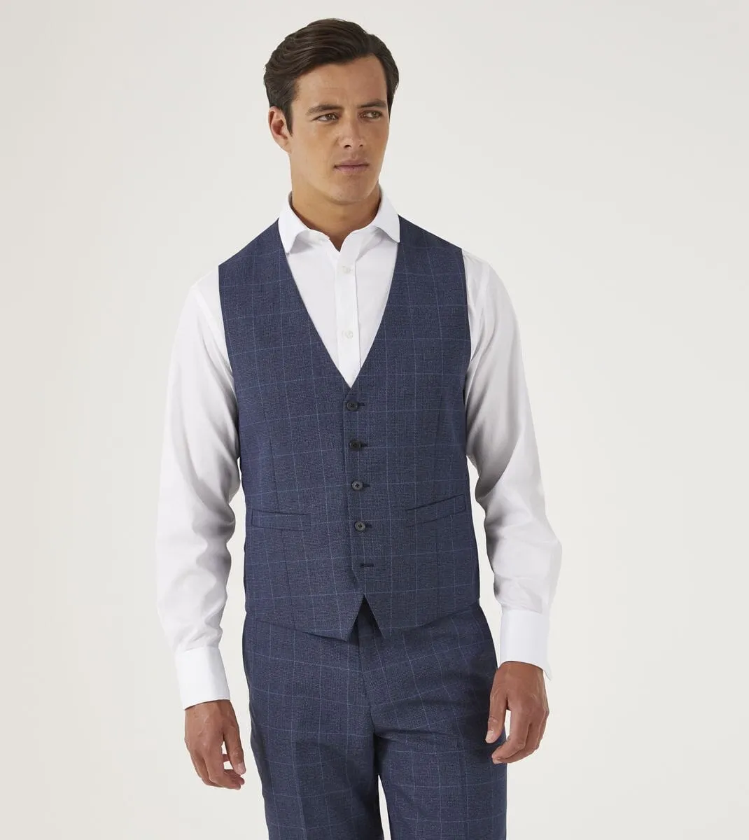 Anello Blue Prince Of Wales Check Waistcoat