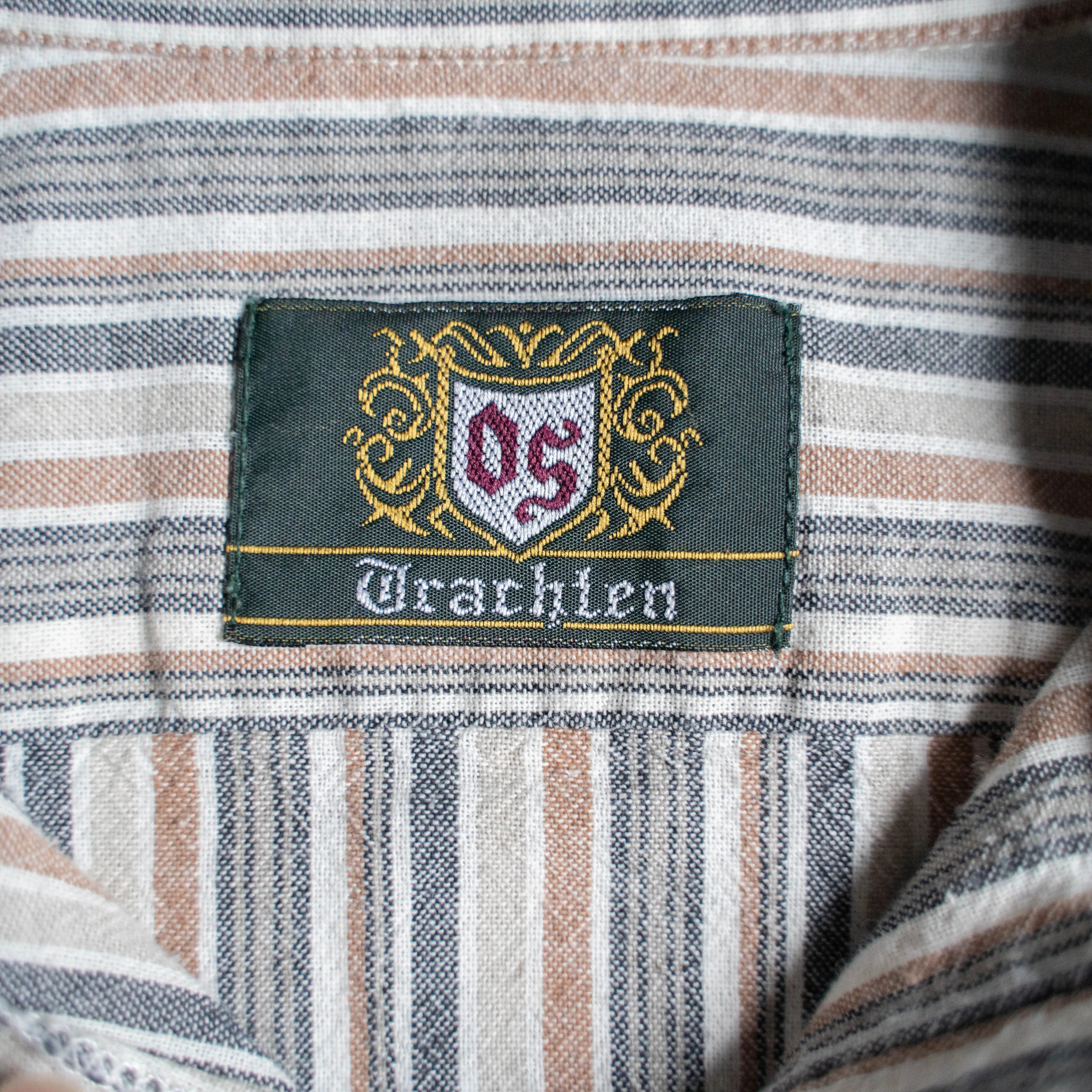 around 1990s brown × beige striped tyrolean shirts