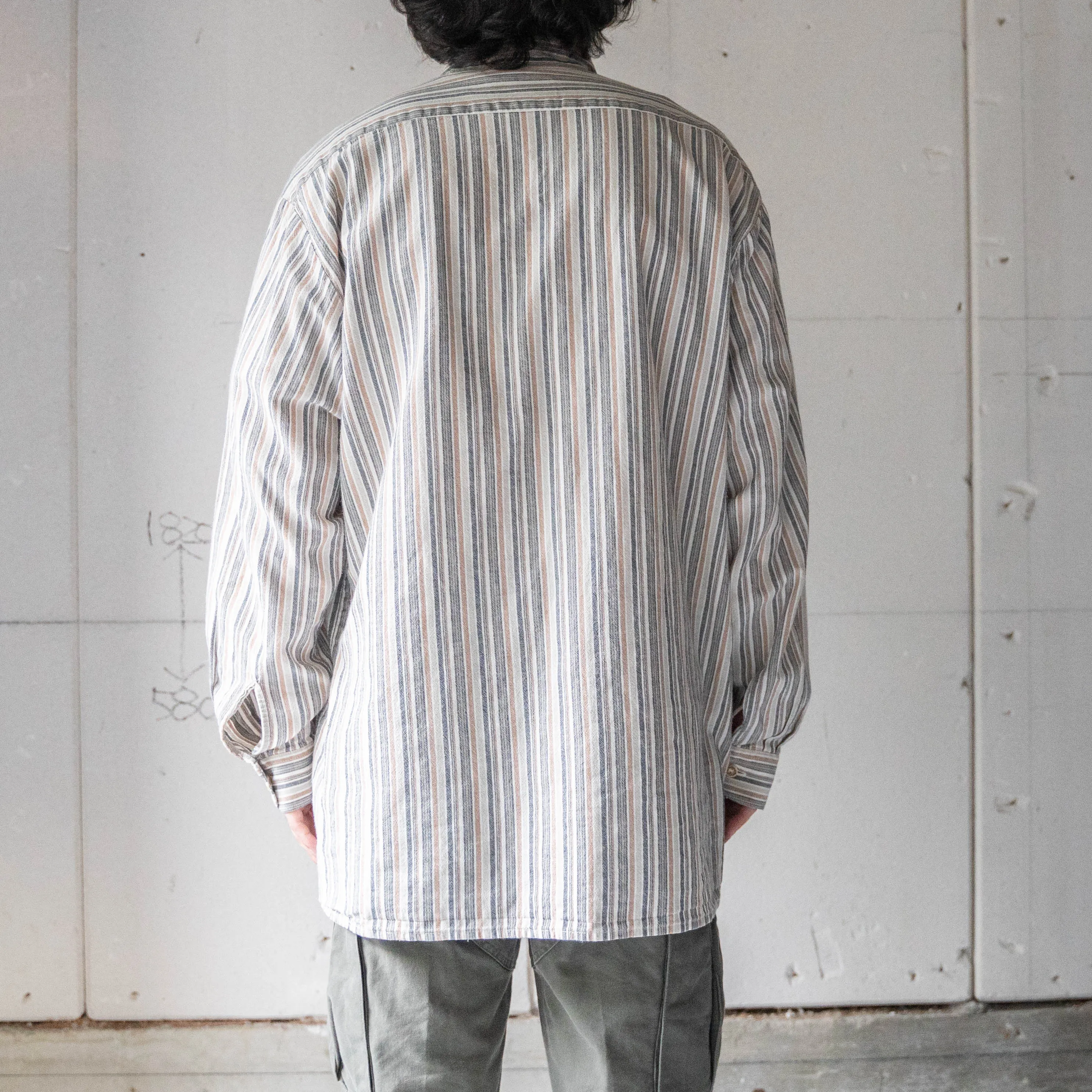around 1990s brown × beige striped tyrolean shirts