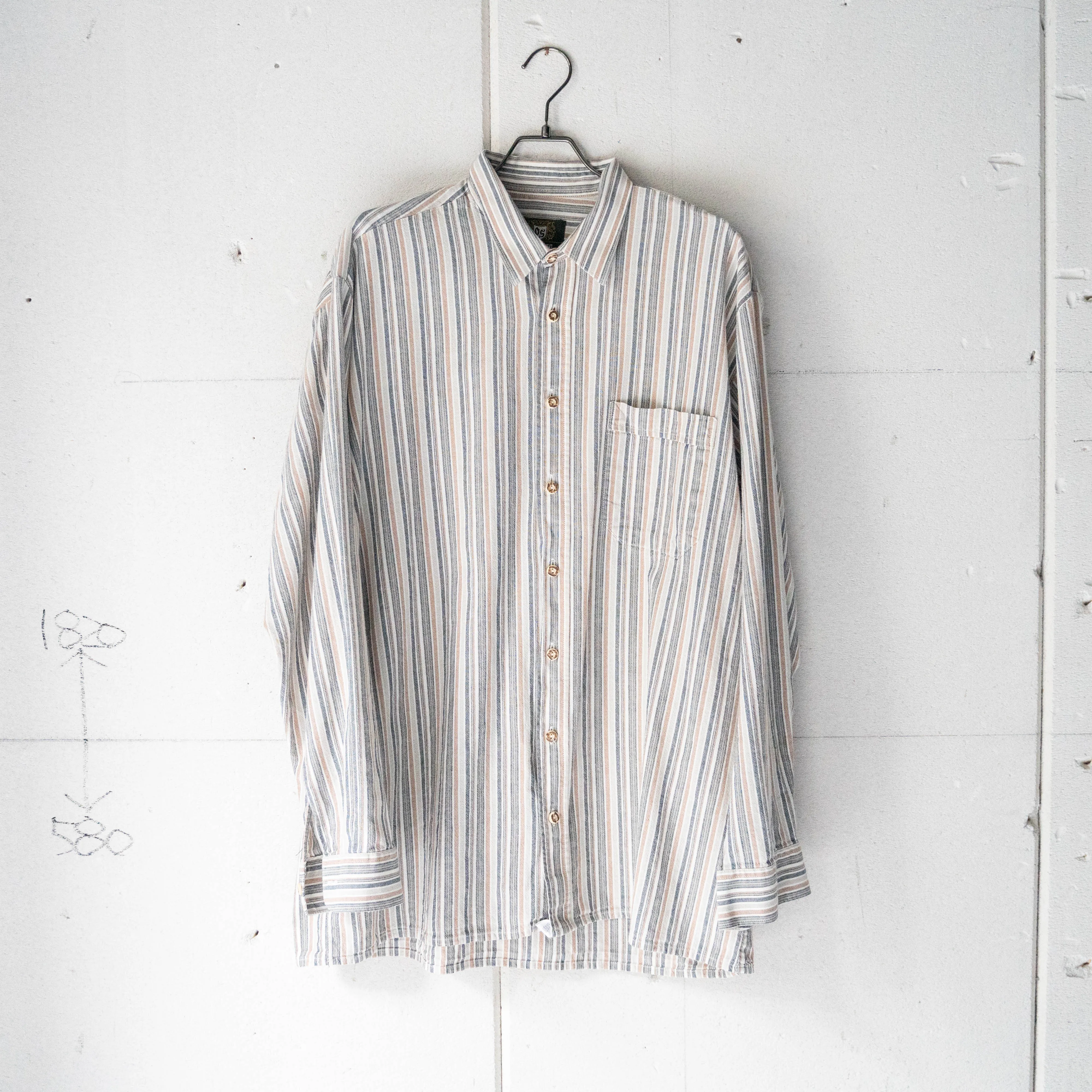 around 1990s brown × beige striped tyrolean shirts