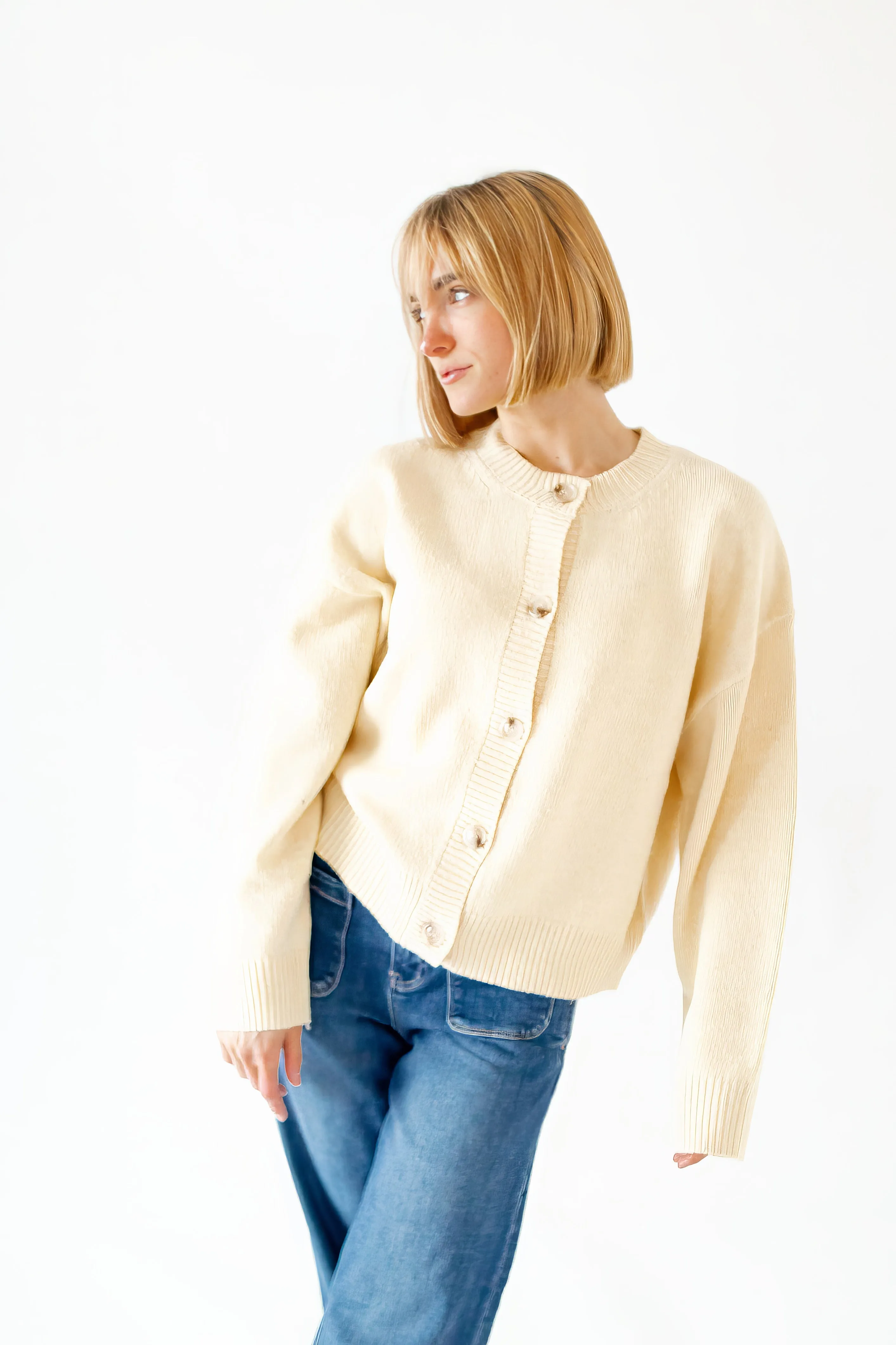 Aven Button Up Caridgan・Butter