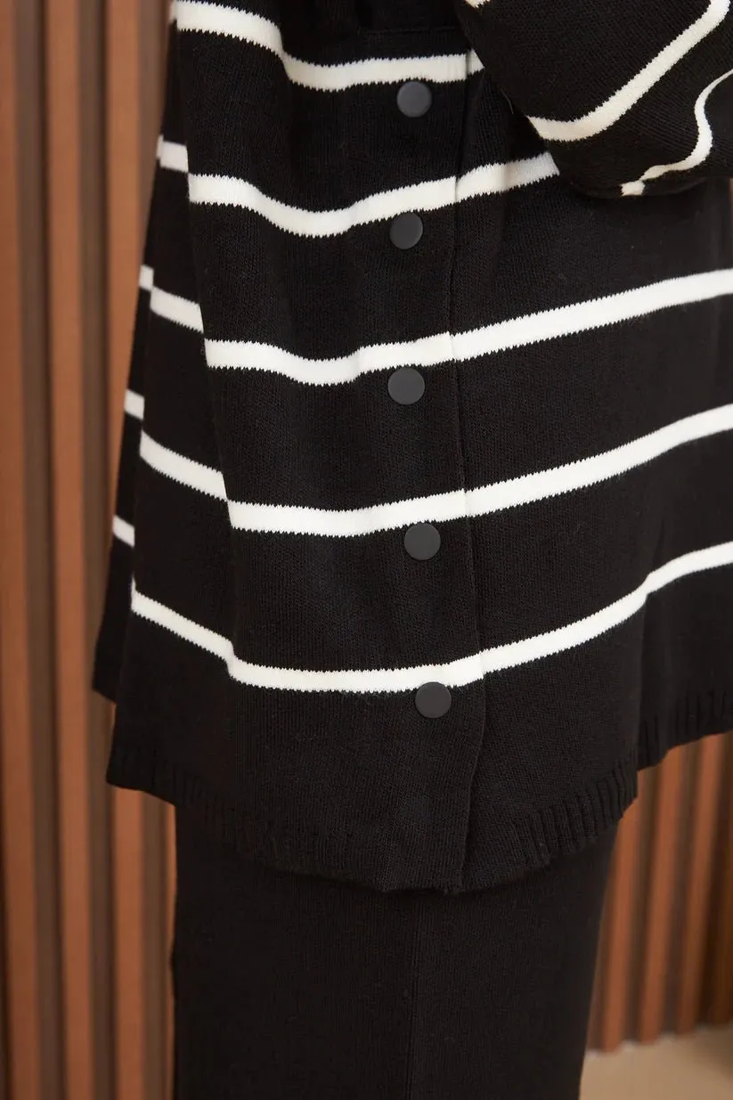 Black Button Detail Knitwear Suit