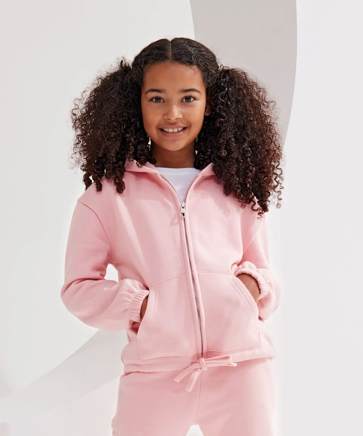 Black - Kids TriDri¨ recycled cropped oversize full-zip hoodie