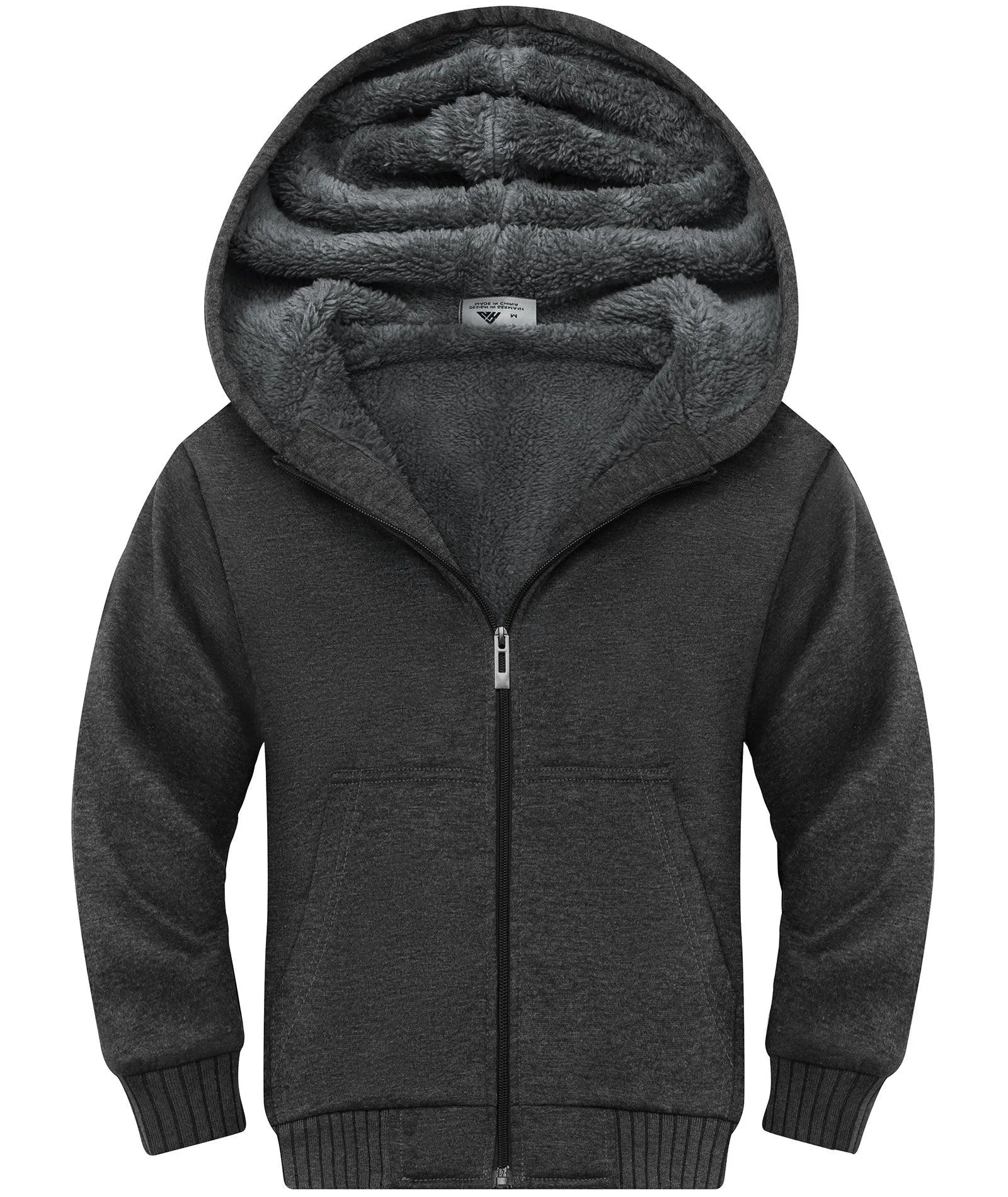 Boy's Sherpa Lined Fleece Hoodie-ZPK005867
