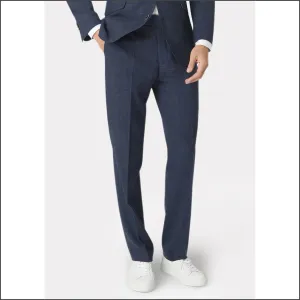 Brook Taverner Constable Tailored Fit Navy Linen Blend Trouser@