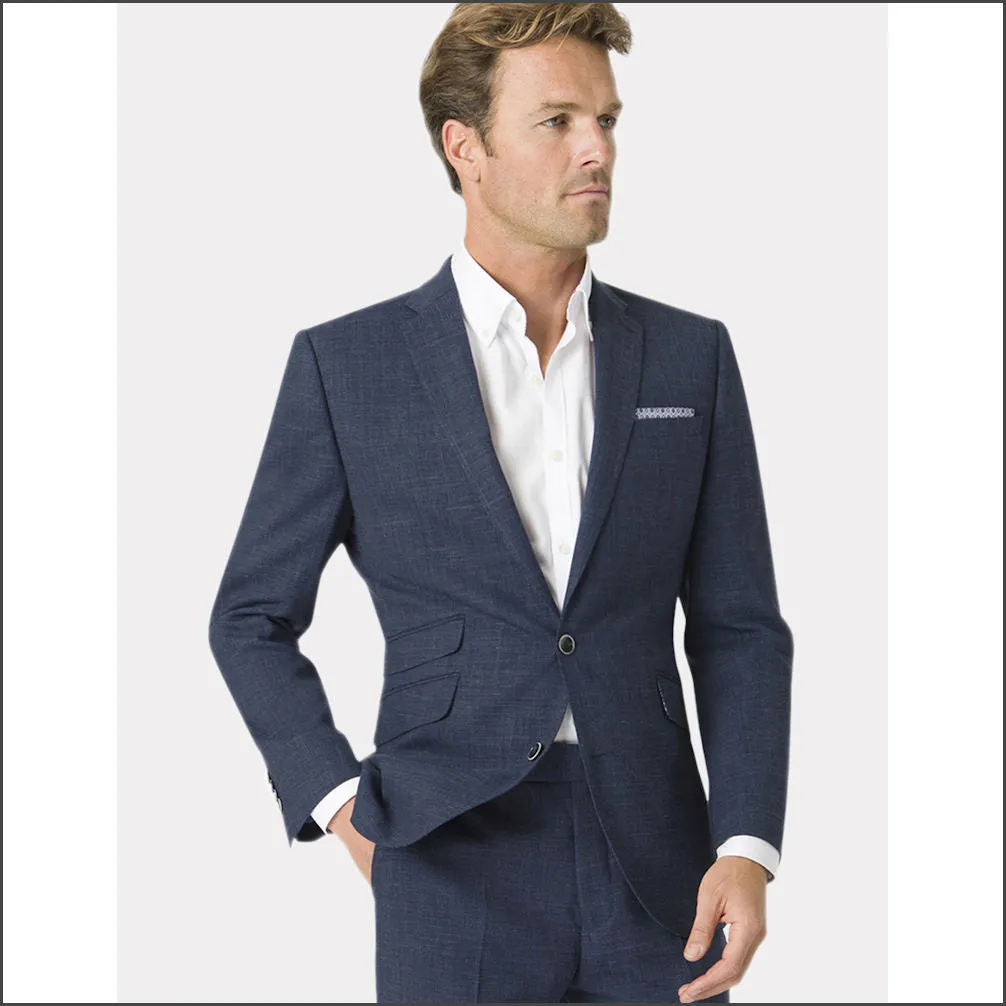 Brook Taverner Constable Tailored Fit Navy Linen Blend Trouser@