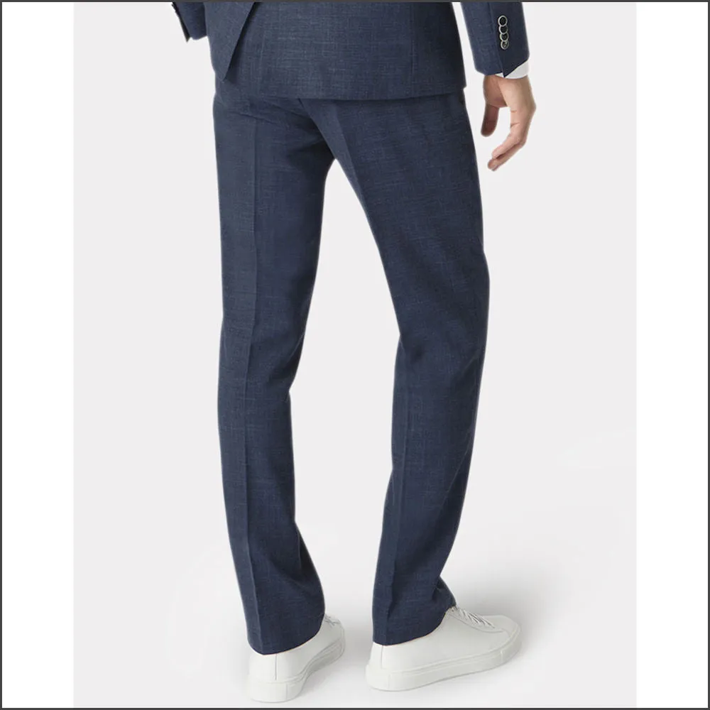 Brook Taverner Constable Tailored Fit Navy Linen Blend Trouser@