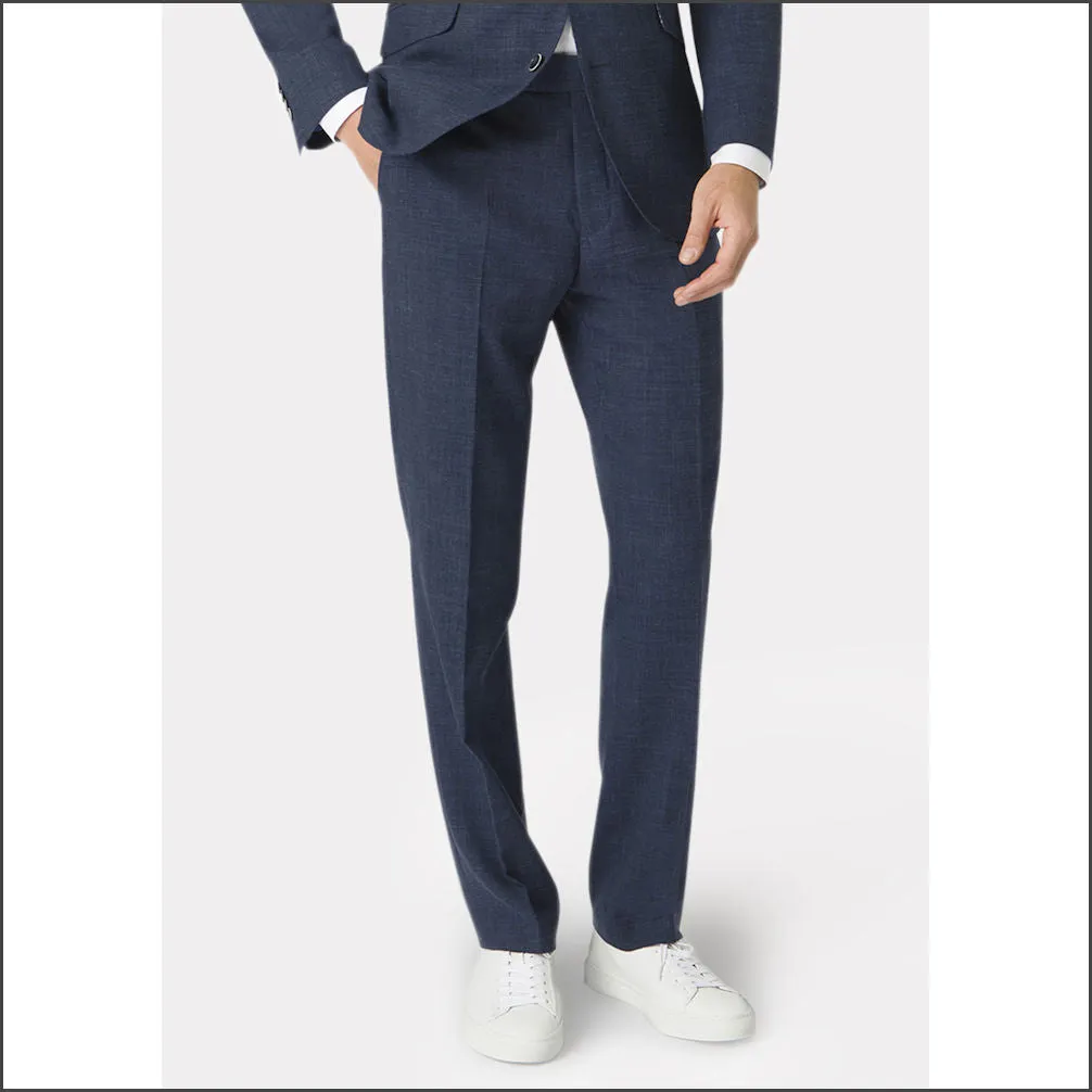 Brook Taverner Constable Tailored Fit Navy Linen Blend Trouser@