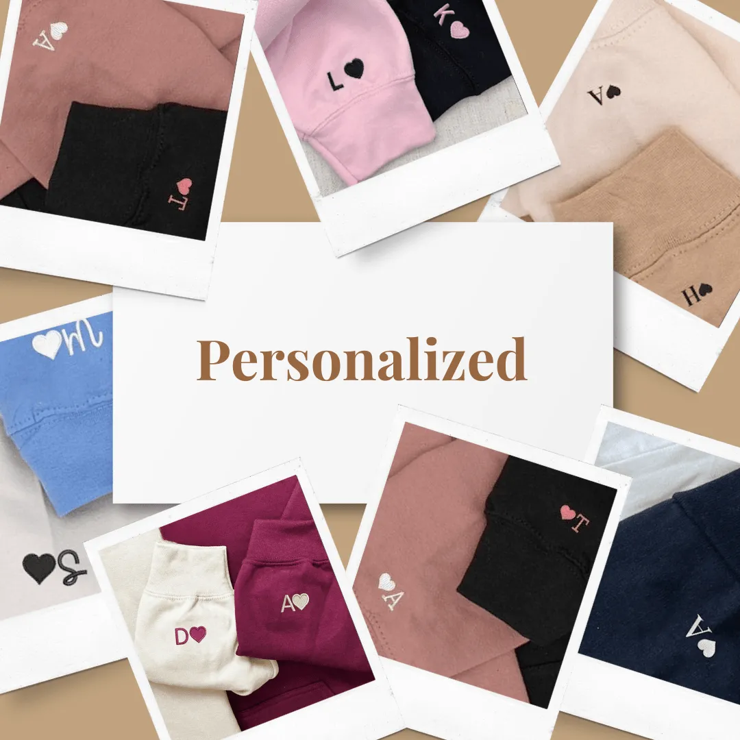 Cartoon Kitten Roman Numeral Couple Sweatshirts - Personalized Embroidered Hoodies For Couples