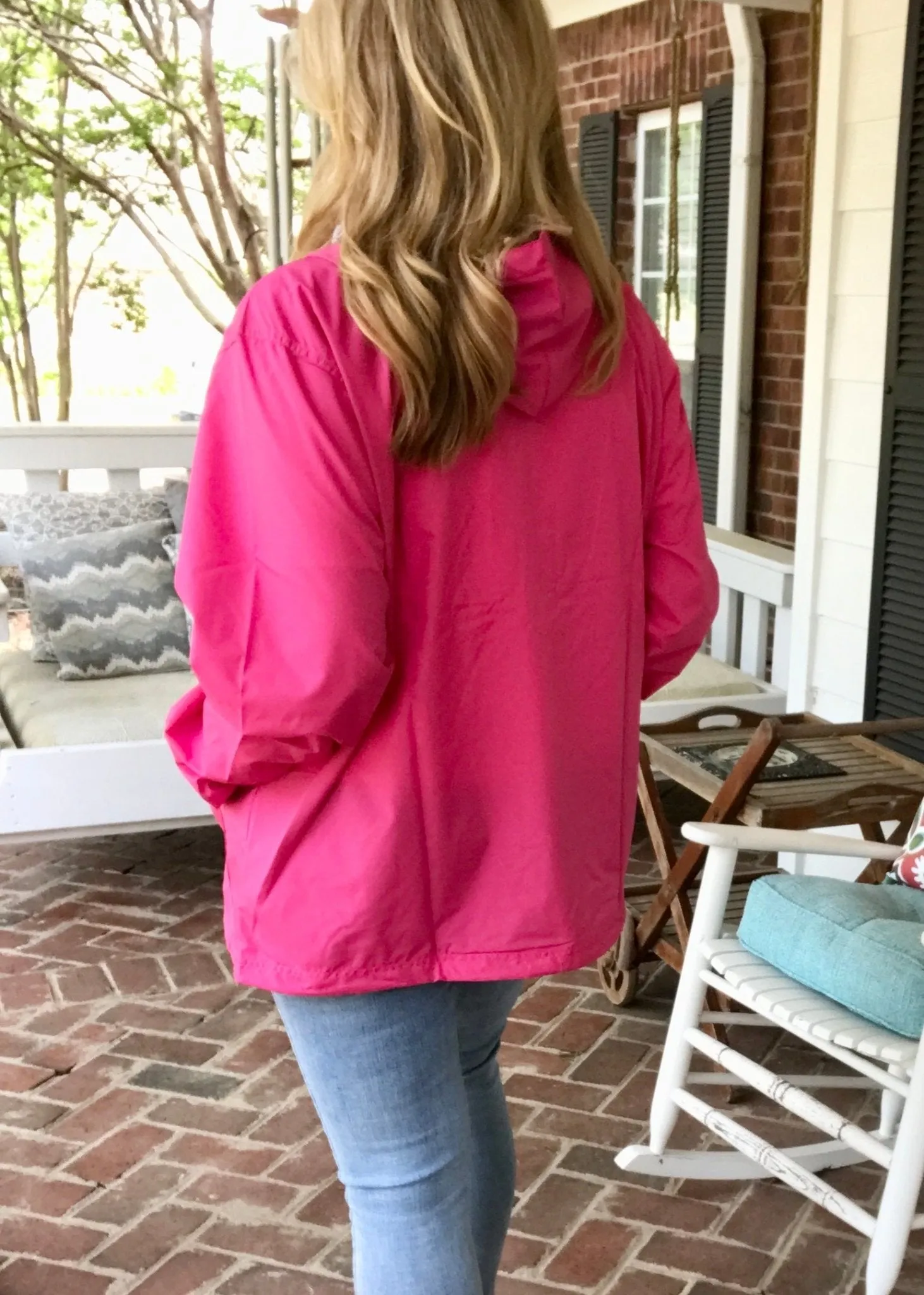Charles River Unlined Pullover Rain Jacket--Hot Pink