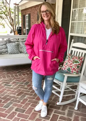 Charles River Unlined Pullover Rain Jacket--Hot Pink