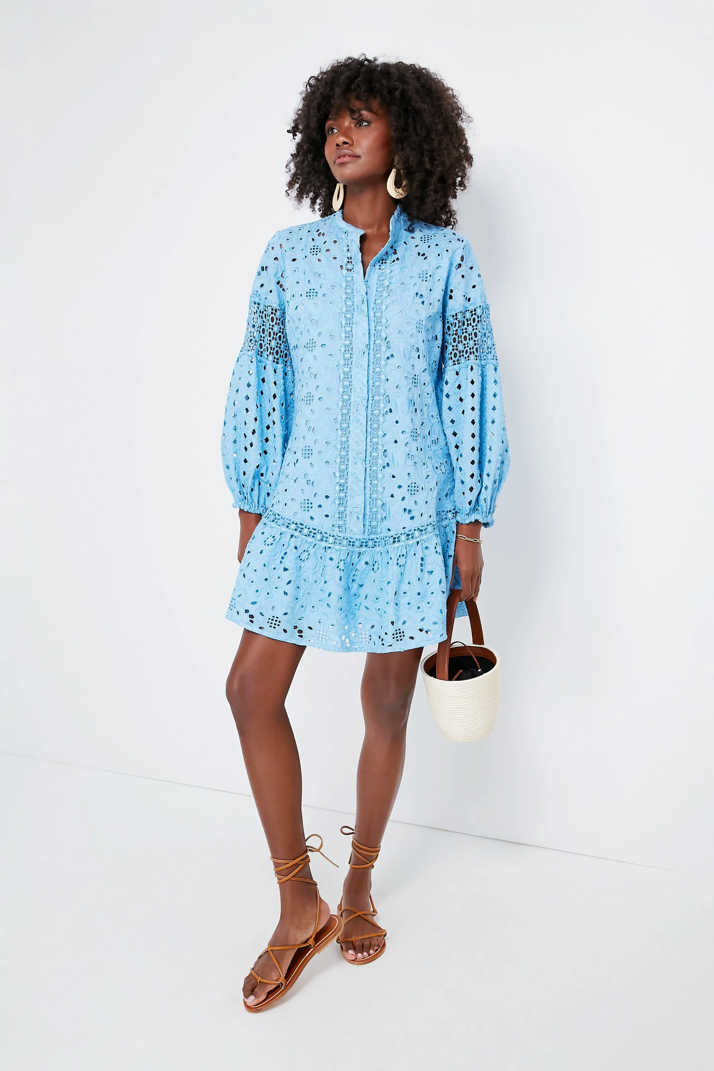 Cielo Sodalite Embroidered Dress With Belt
