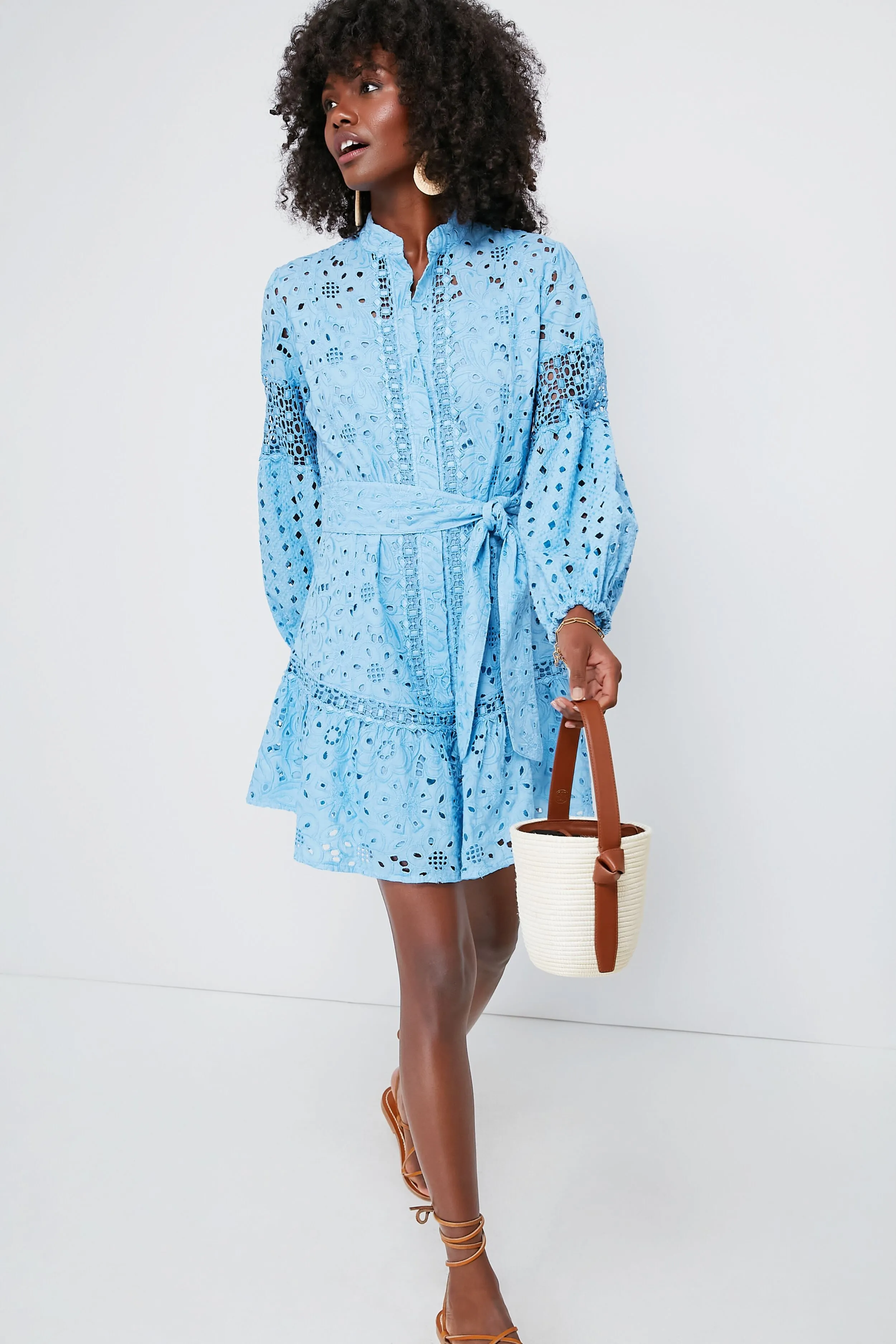Cielo Sodalite Embroidered Dress With Belt