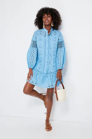 Cielo Sodalite Embroidered Dress With Belt