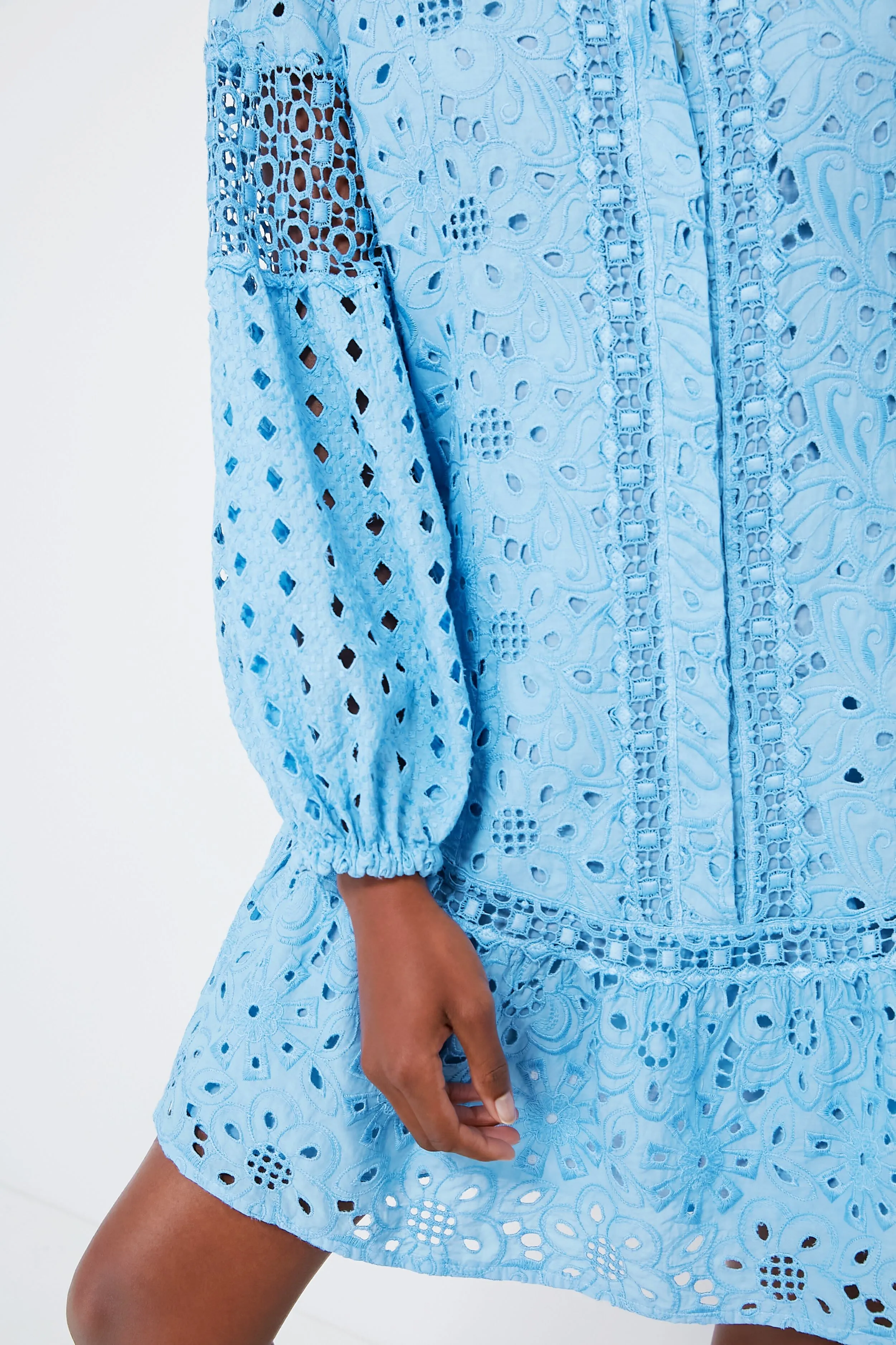 Cielo Sodalite Embroidered Dress With Belt