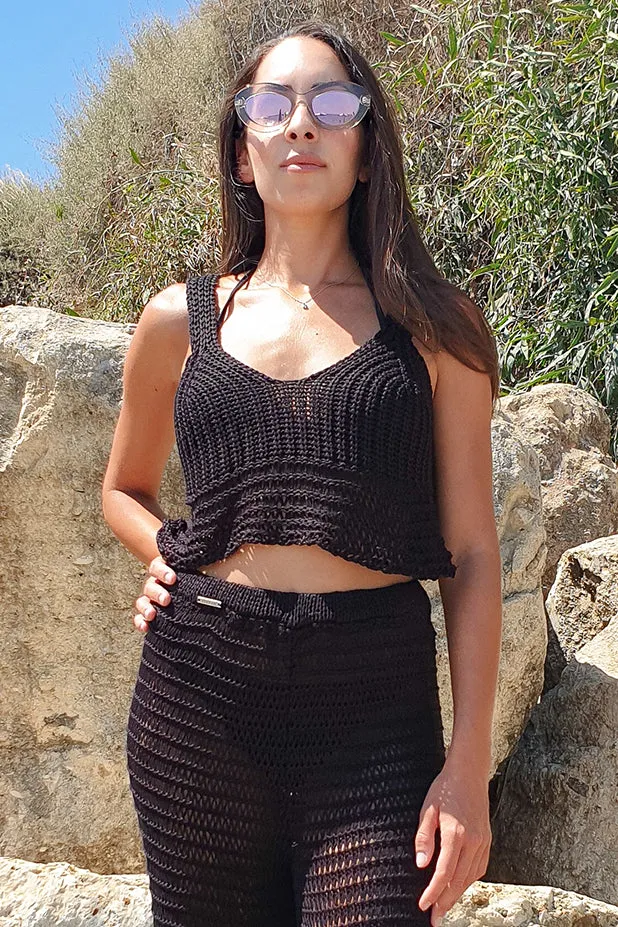 Combos Knitwear  Knitted Crop Top Black