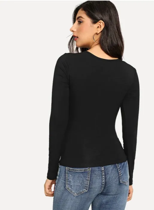 Criss Cross Cutout Solid Tee
