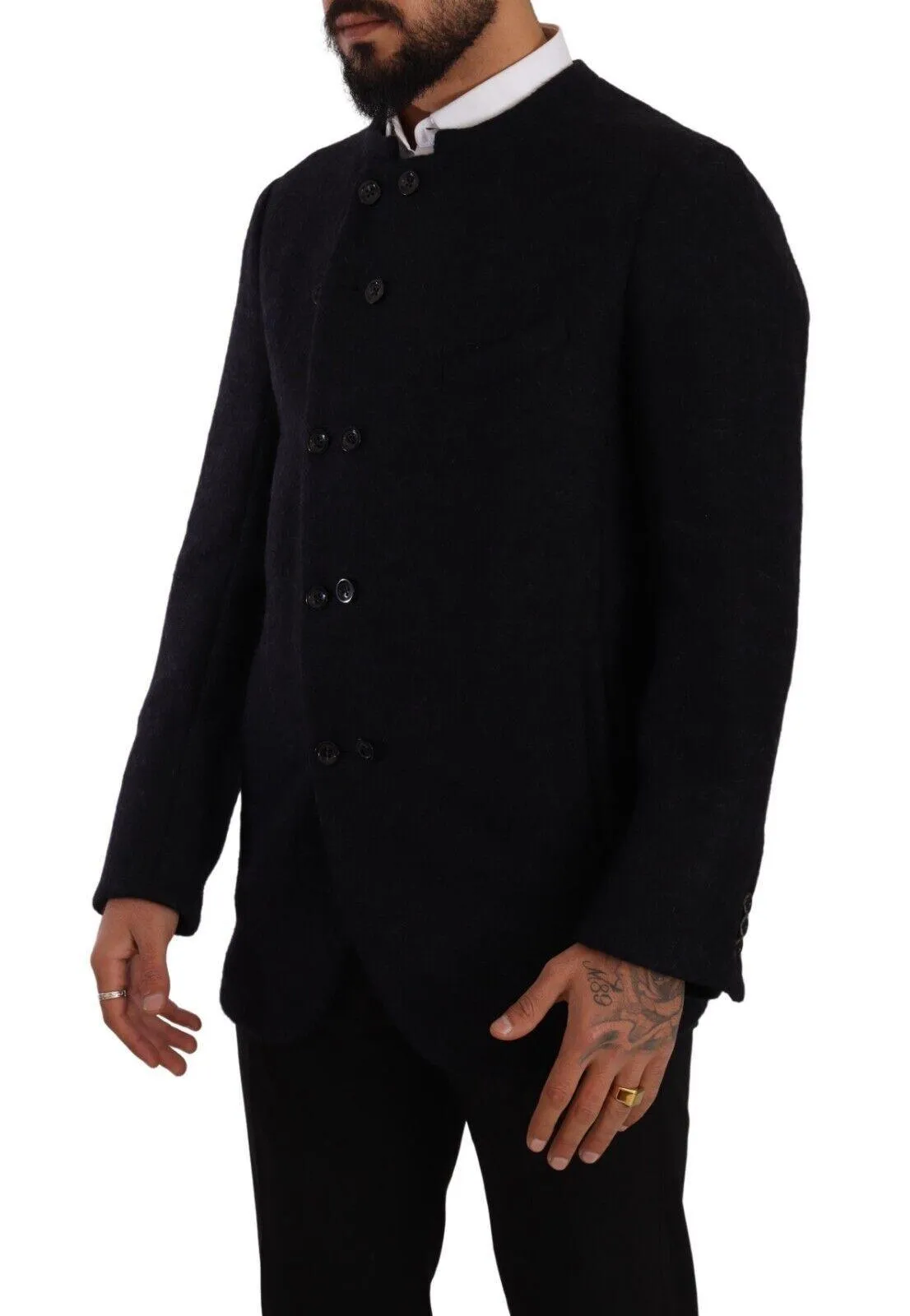 Dolce & Gabbana Men's Button Down Coat In Alpaca Wool