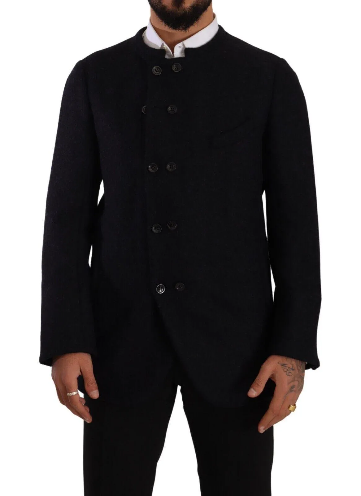 Dolce & Gabbana Men's Button Down Coat In Alpaca Wool