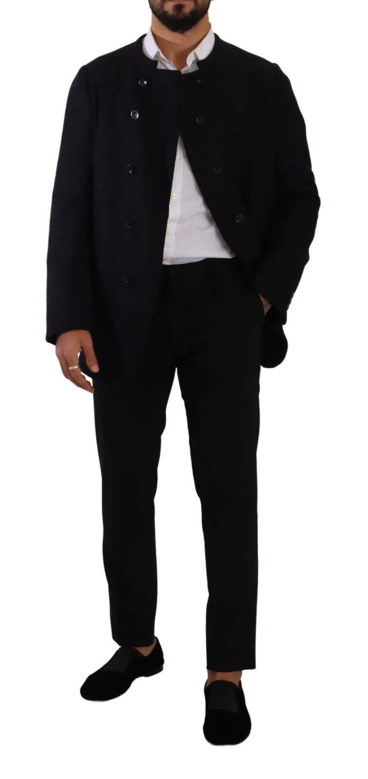Dolce & Gabbana Men's Button Down Coat In Alpaca Wool