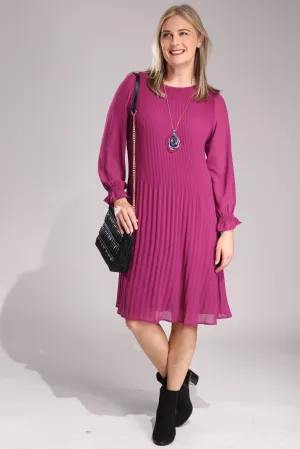 Fine pleat Chiffon Dress | RASPBERRY | 8546ZZ