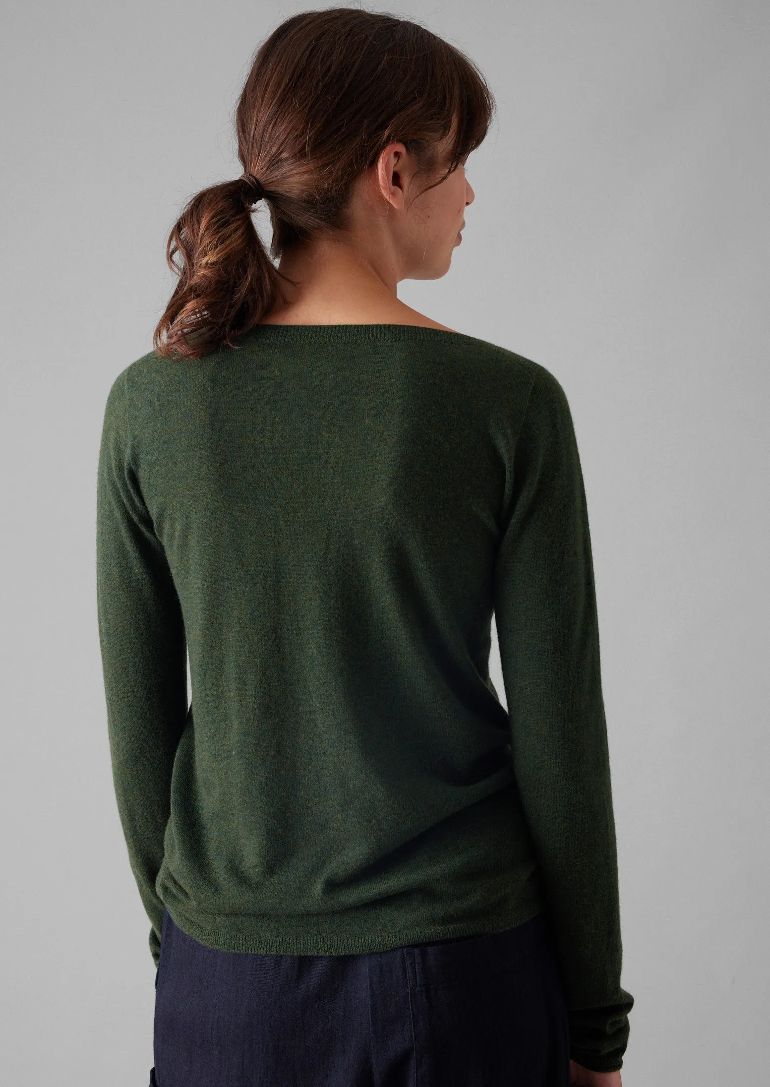Fine Wool Cashmere Sweater | Green Olive