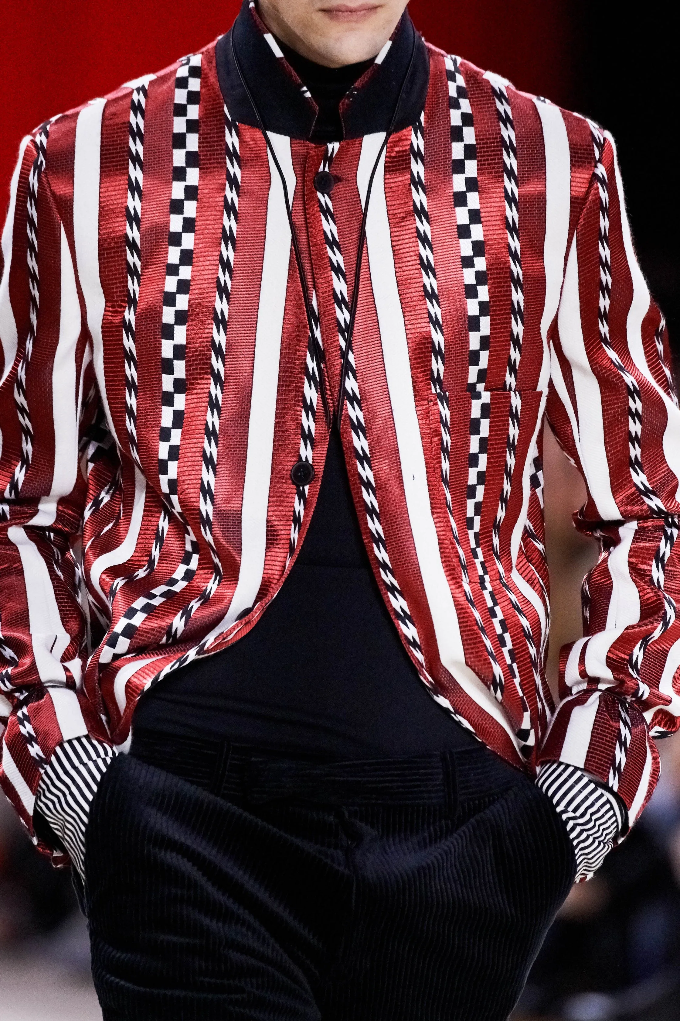 FW19 Red Striped Jacquard Blazer