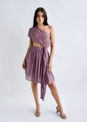 Gathered Chiffon Skirt & Wrap Top Set "Orani"