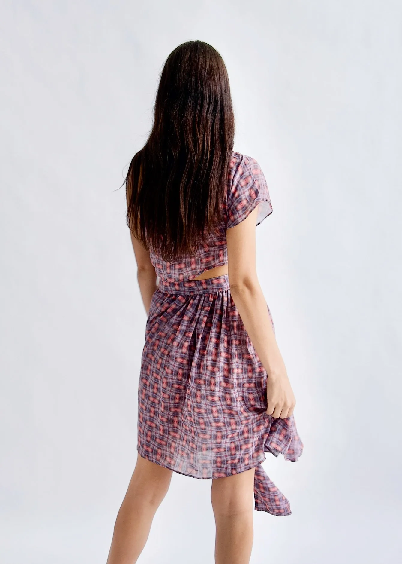 Gathered Chiffon Skirt & Wrap Top Set "Orani"