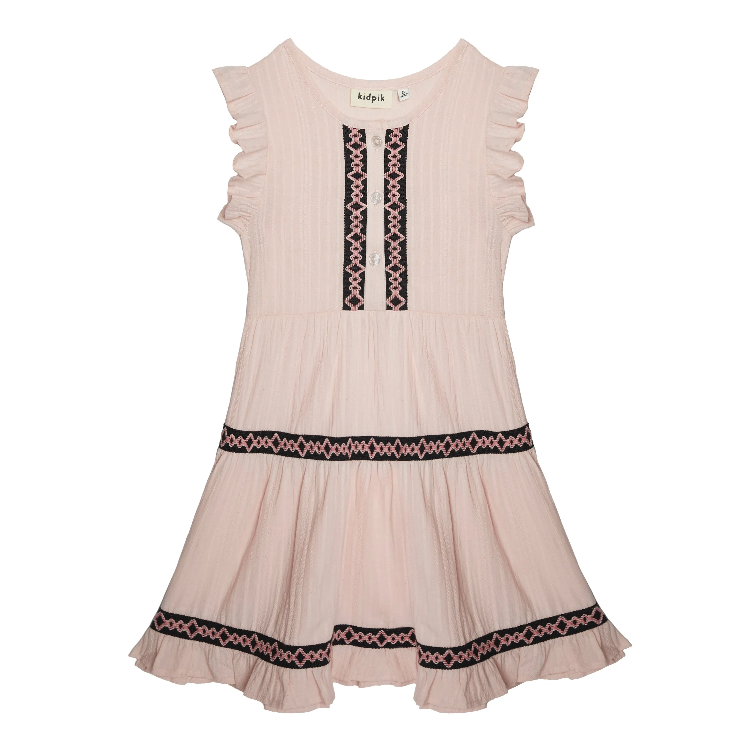 Geo Trim Tiered Dress