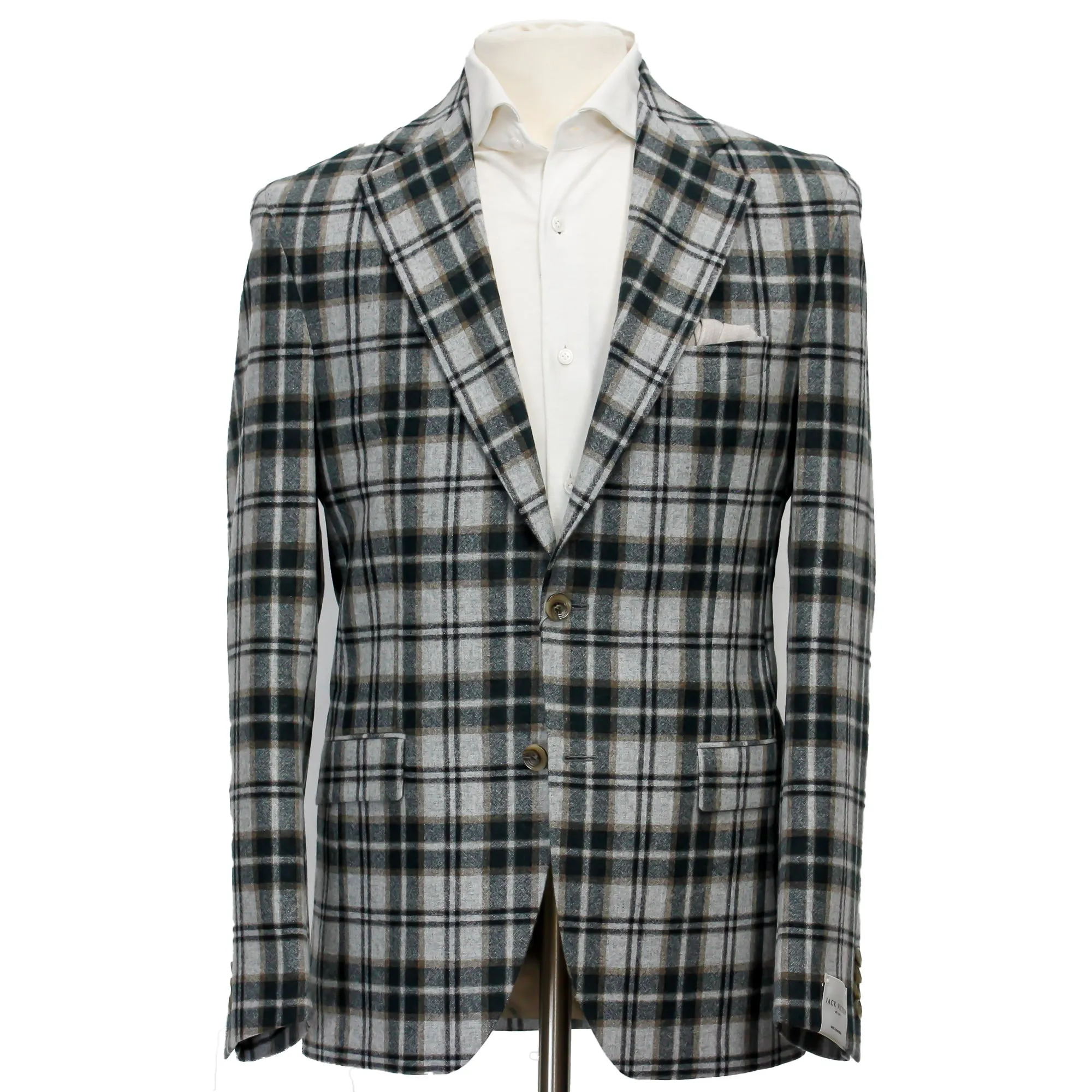 Green and Gray Plaid Check Montana Contemporary Fit Wool Sport Jacket - Jack Victor