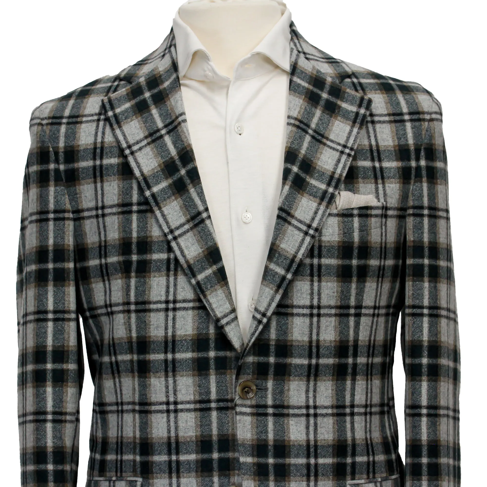 Green and Gray Plaid Check Montana Contemporary Fit Wool Sport Jacket - Jack Victor