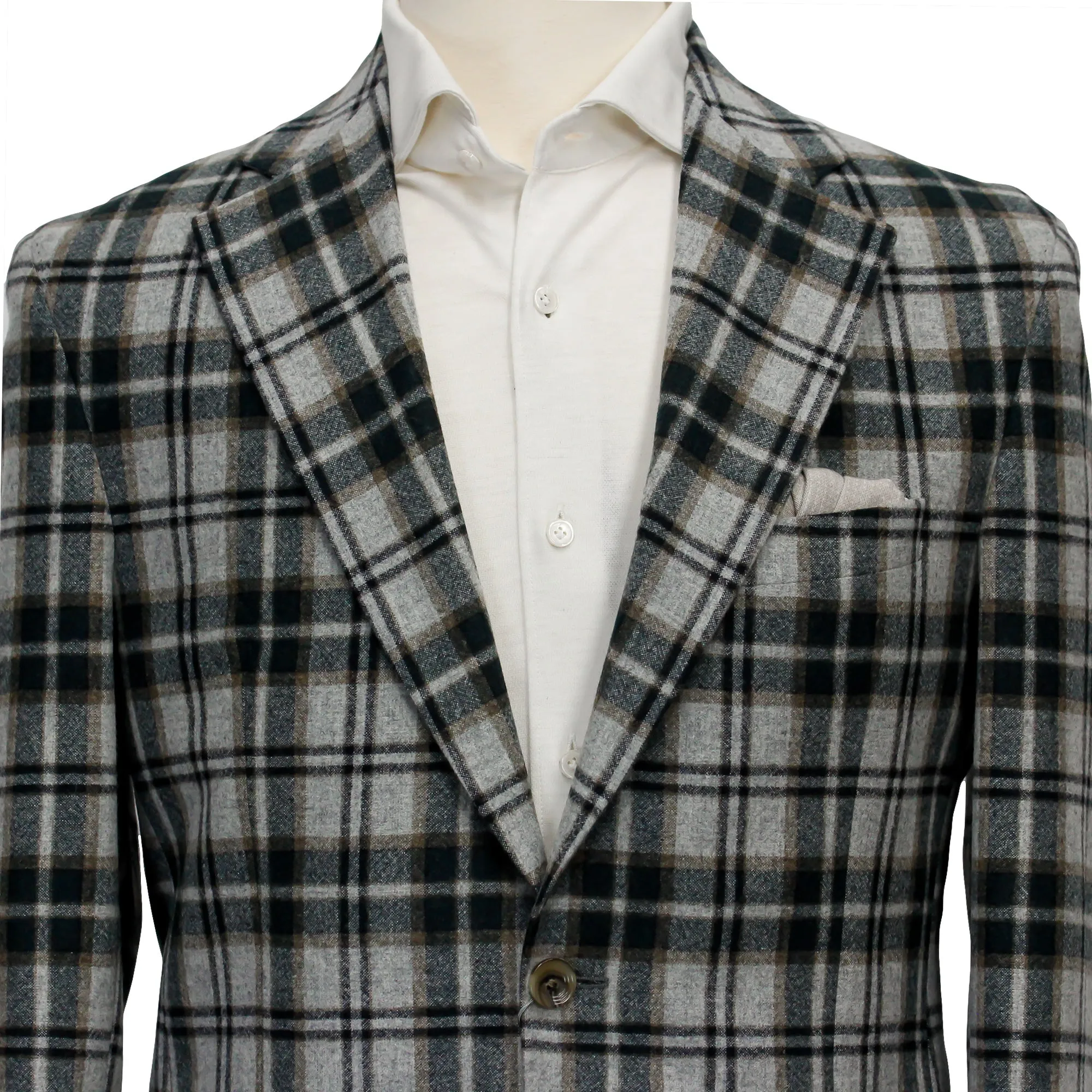 Green and Gray Plaid Check Montana Contemporary Fit Wool Sport Jacket - Jack Victor