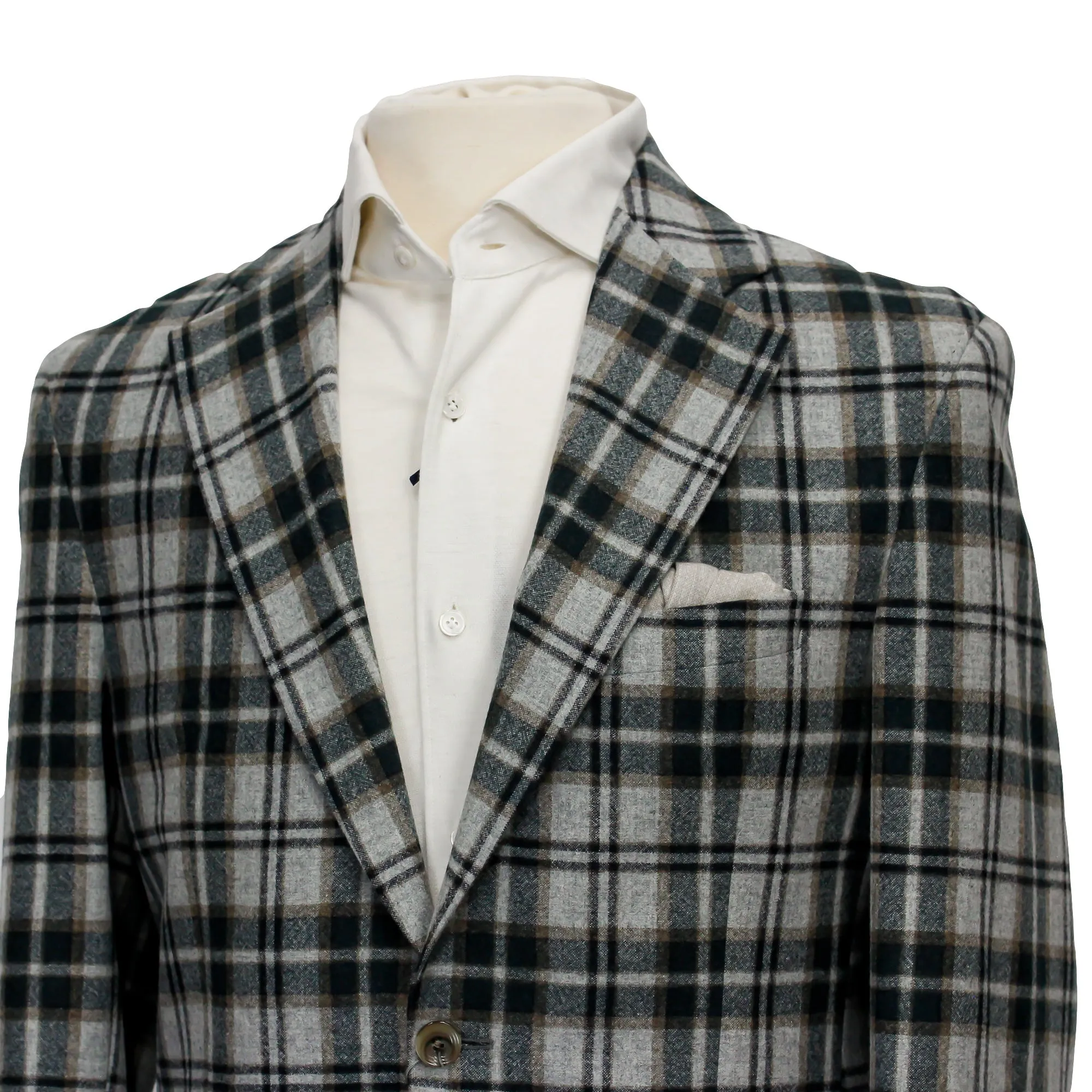 Green and Gray Plaid Check Montana Contemporary Fit Wool Sport Jacket - Jack Victor