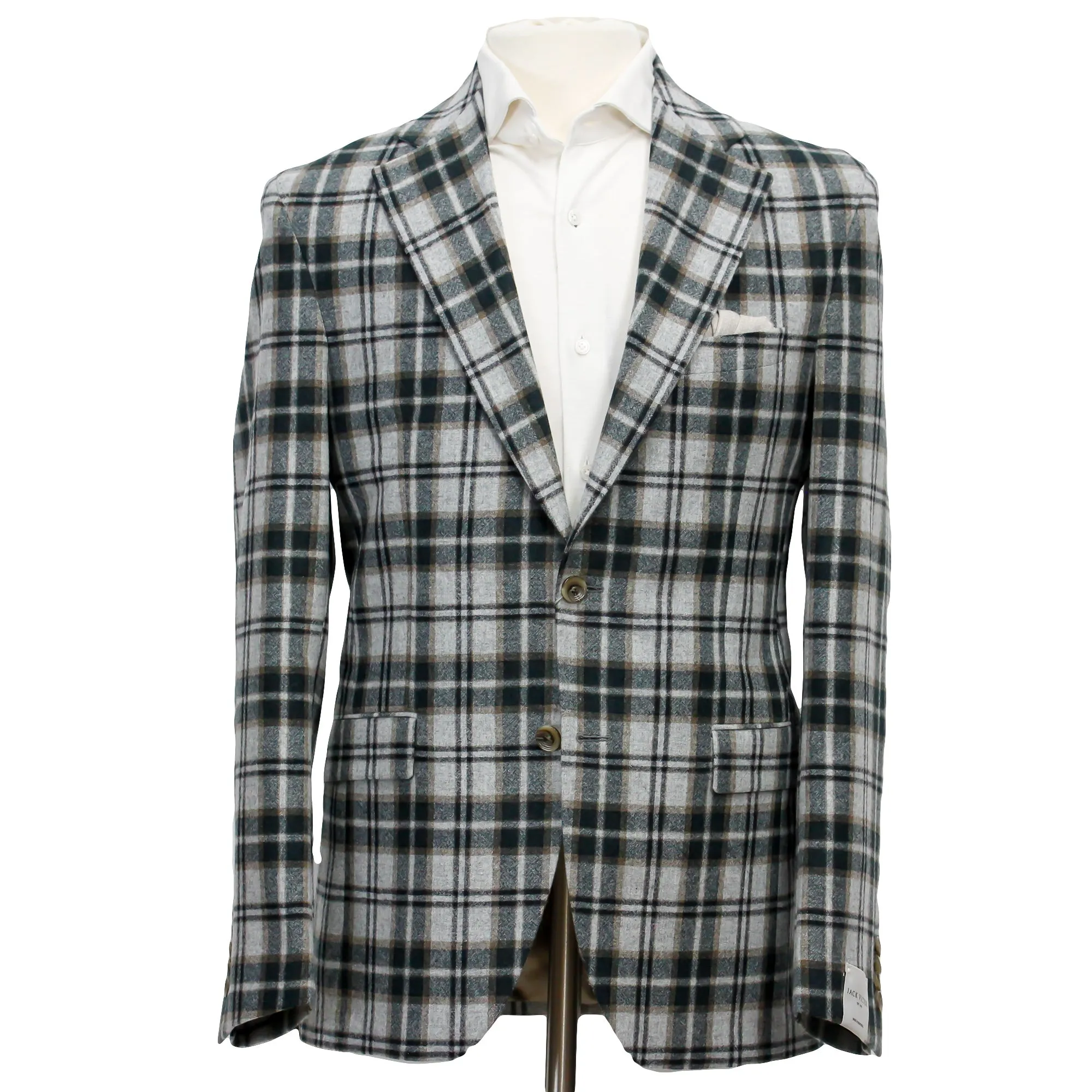 Green and Gray Plaid Check Montana Contemporary Fit Wool Sport Jacket - Jack Victor