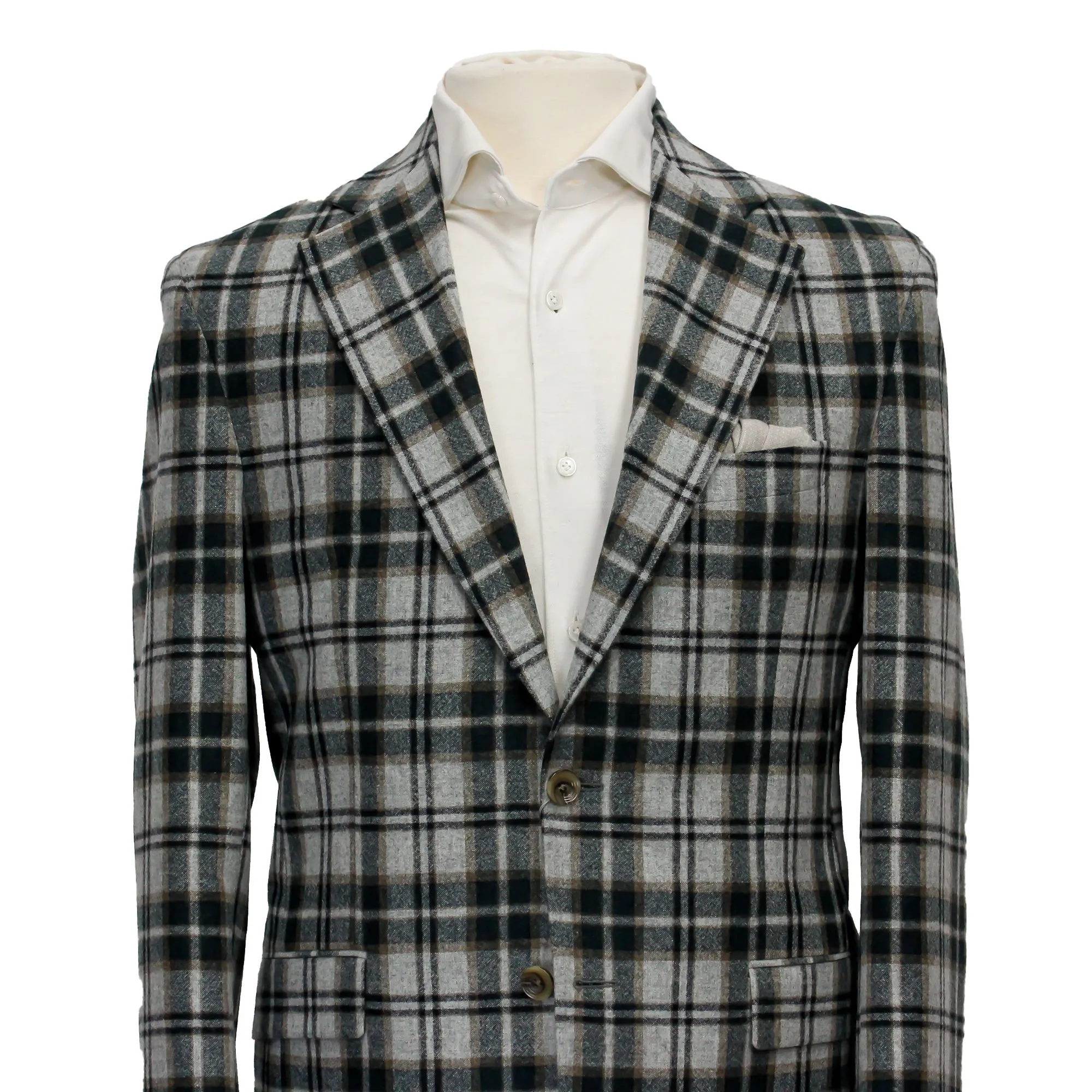 Green and Gray Plaid Check Montana Contemporary Fit Wool Sport Jacket - Jack Victor