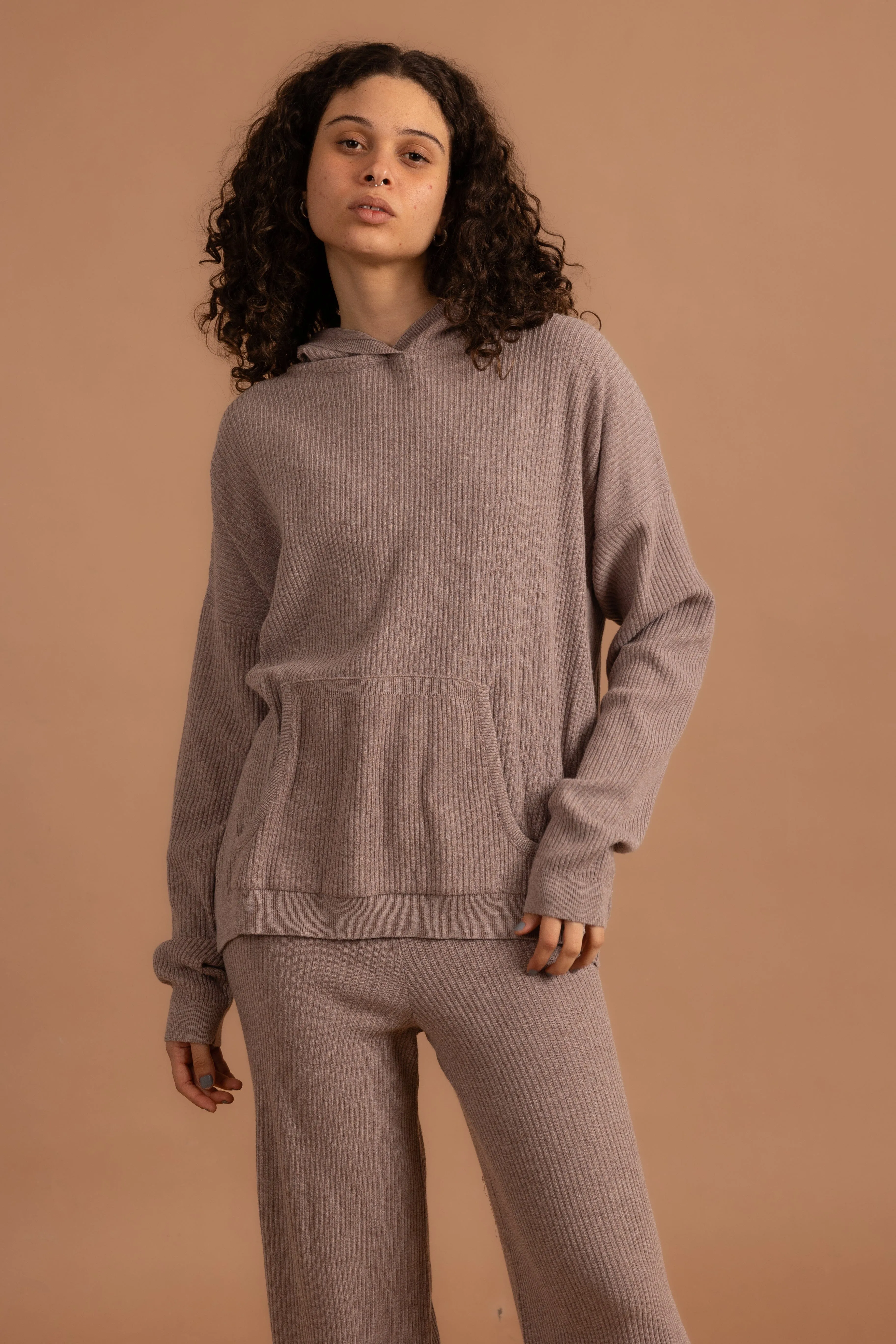Greige Ribbed Knit Set