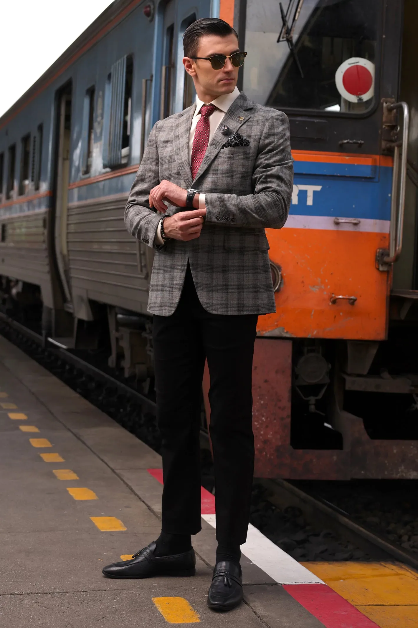 Grey Glen Plaid Check Blazer