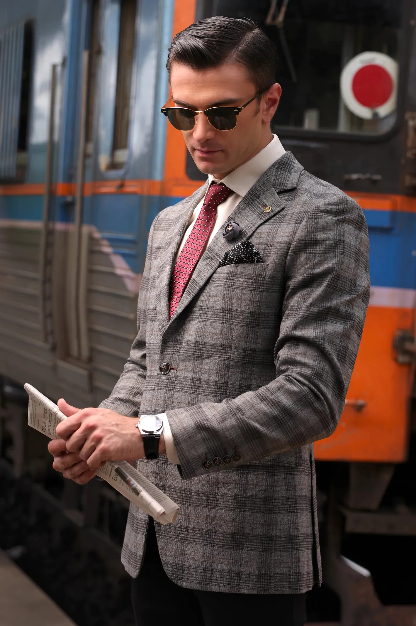 Grey Glen Plaid Check Blazer
