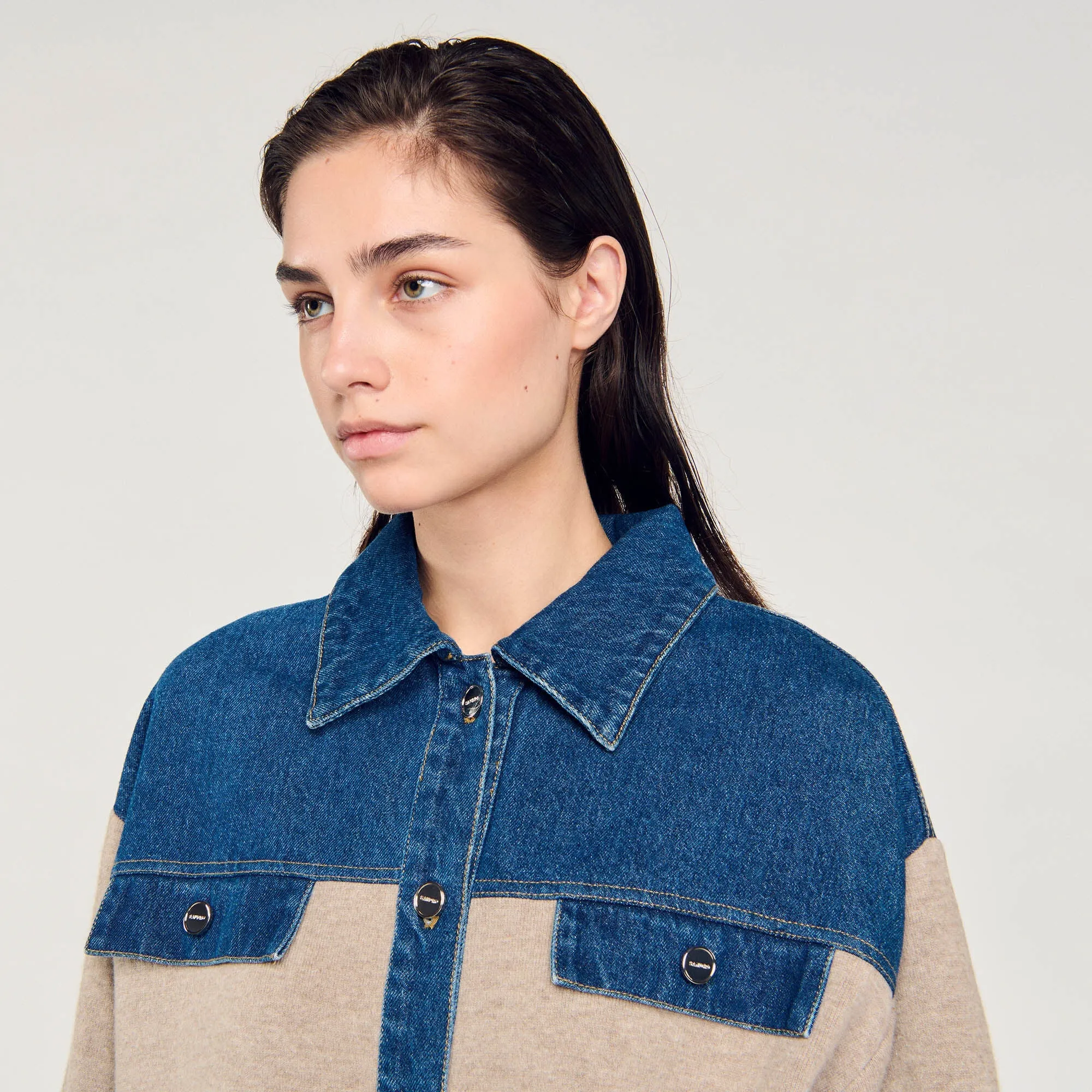 Gwendal Denim And Knitwear Coatigan Beige