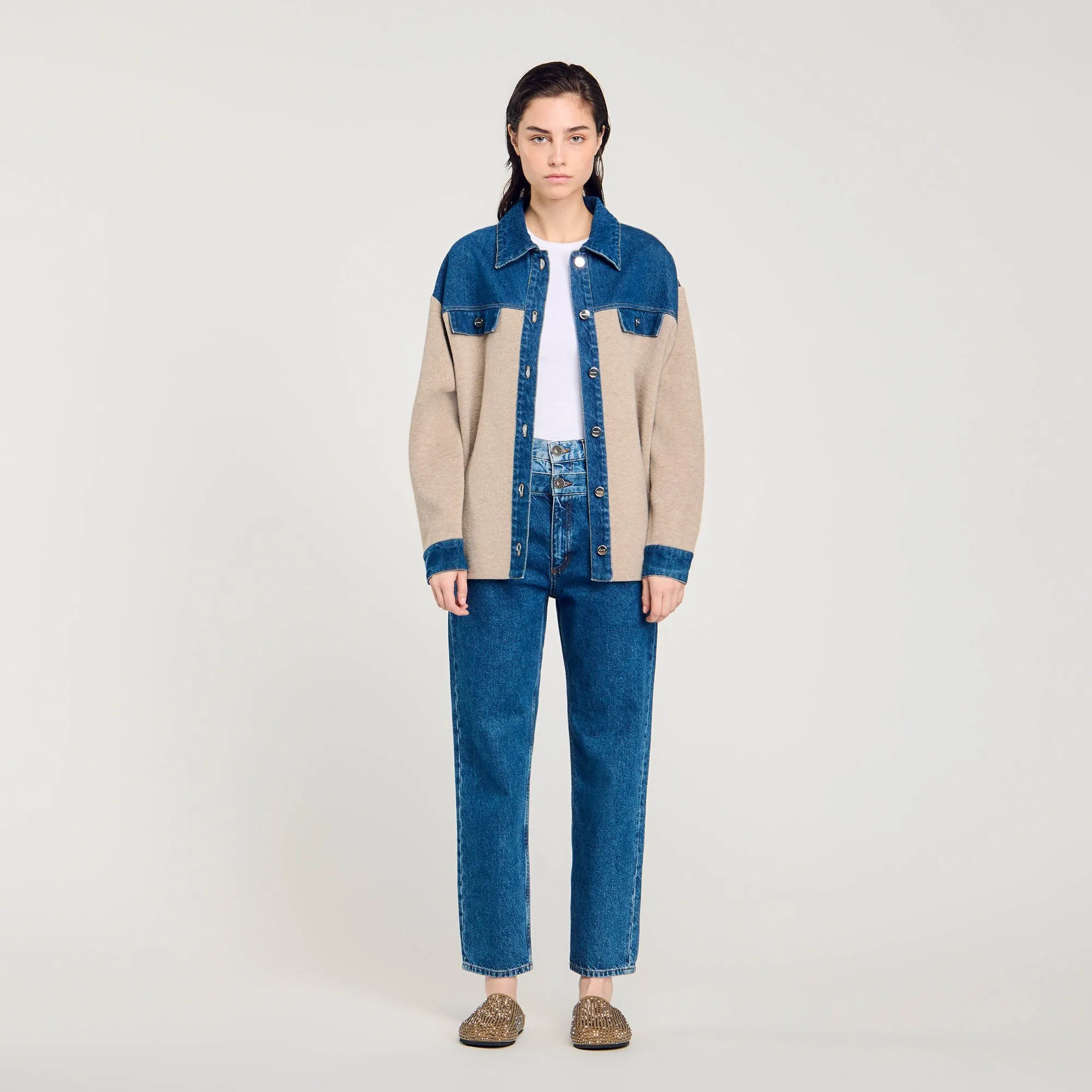 Gwendal Denim And Knitwear Coatigan Beige
